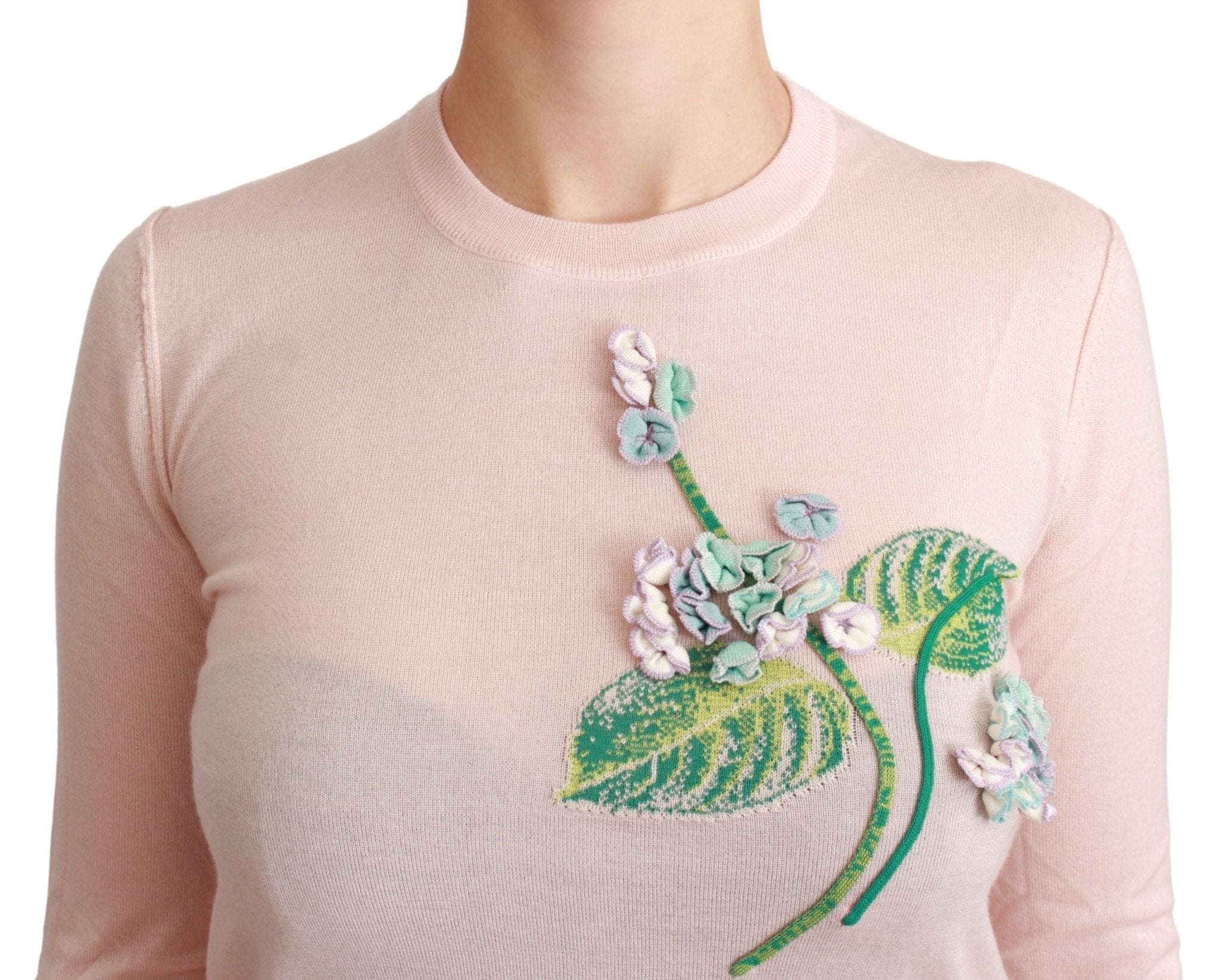 Dolce & Gabbana Pink Floral Silk Cashmere Pullover Sweater - Dani Dyers