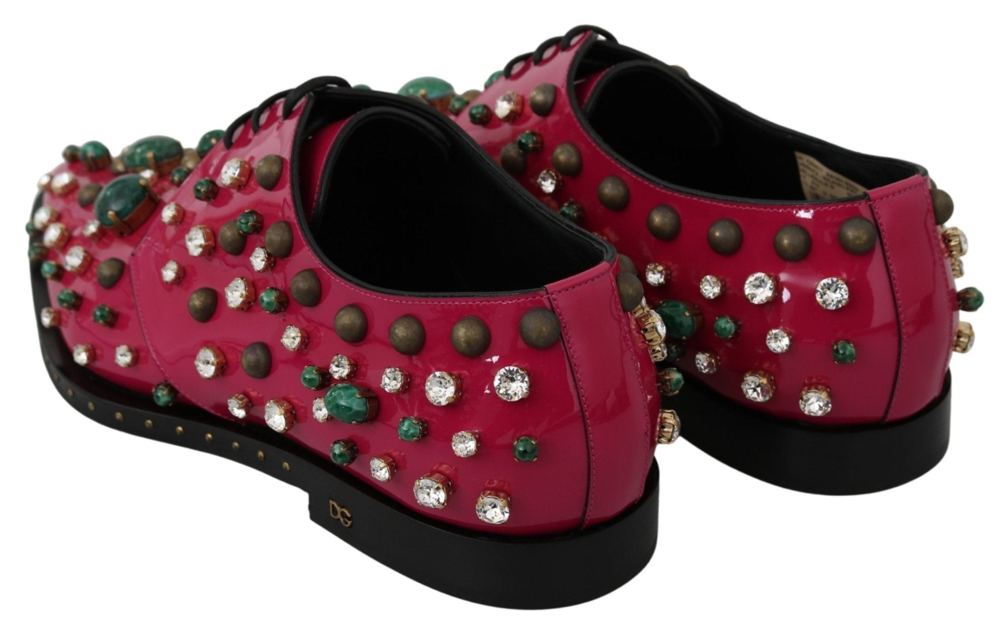 Dolce & Gabbana Pink Leather Crystals Dress Broque Shoes - Dani Dyers