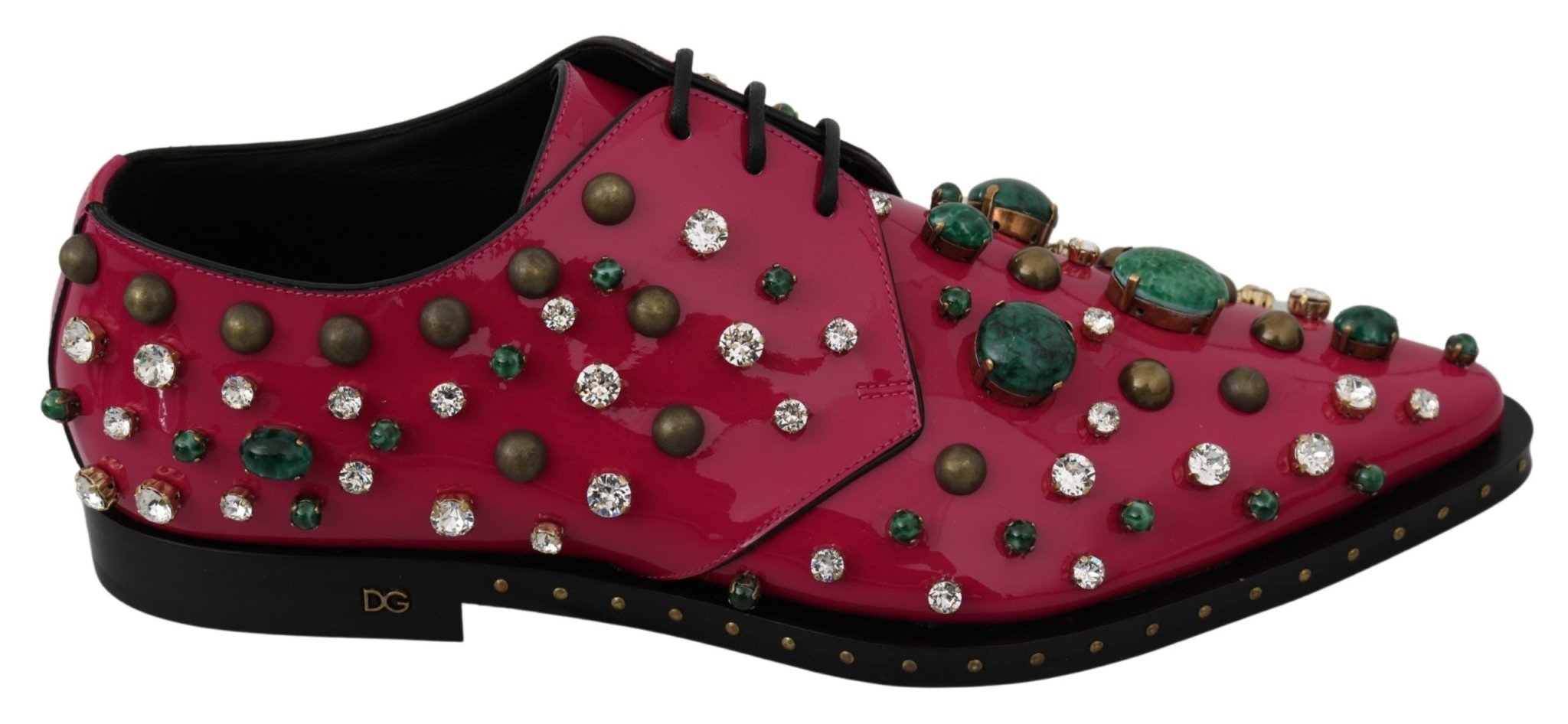 Dolce & Gabbana Pink Leather Crystals Dress Broque Shoes - Dani Dyers