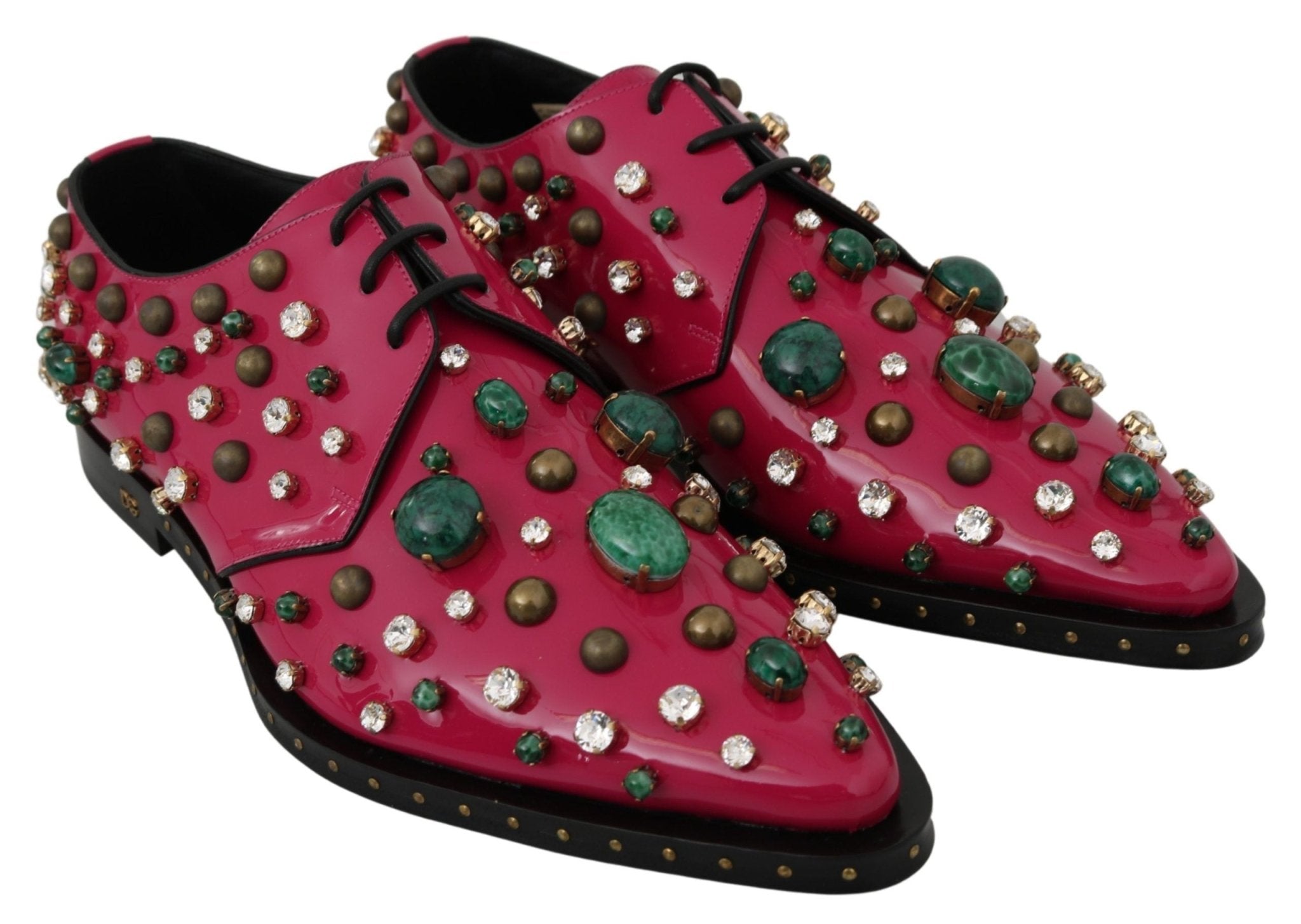 Dolce & Gabbana Pink Leather Crystals Dress Broque Shoes - Dani Dyers