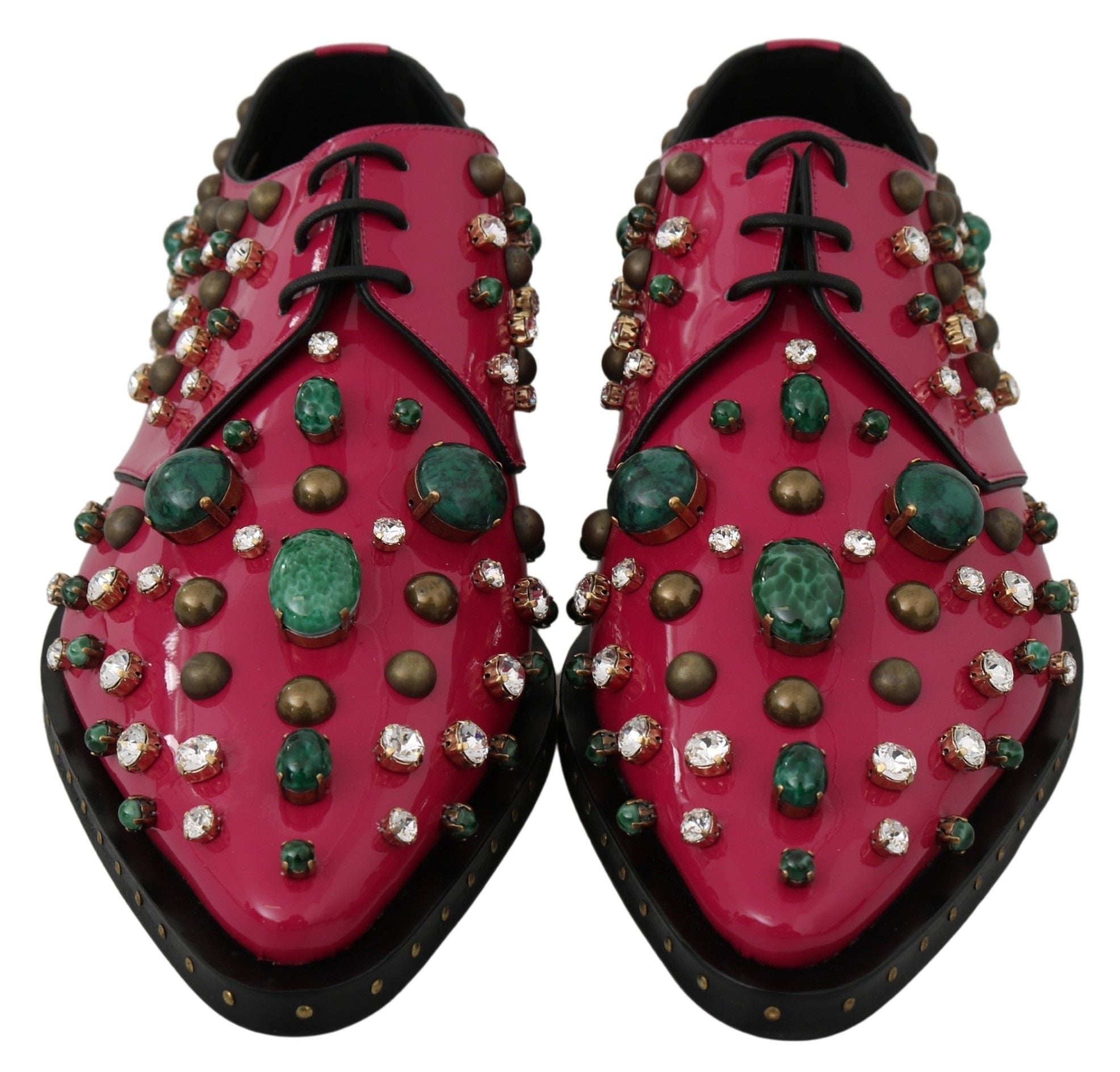 Dolce & Gabbana Pink Leather Crystals Dress Broque Shoes - Dani Dyers