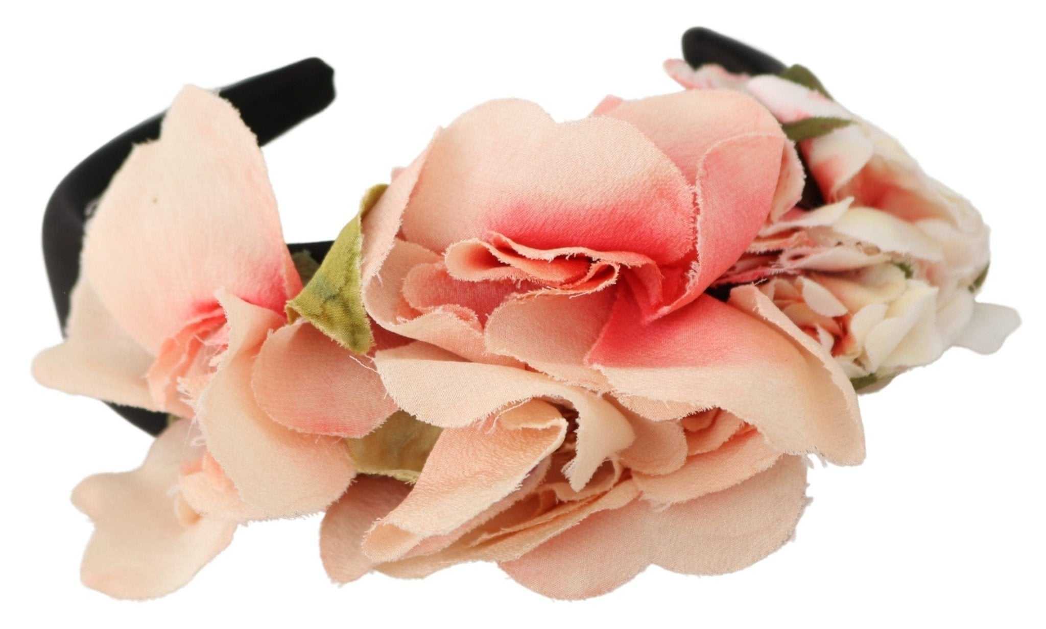 Dolce & Gabbana Pink Silk Black Floral Headband Logo Diadem - Dani Dyers