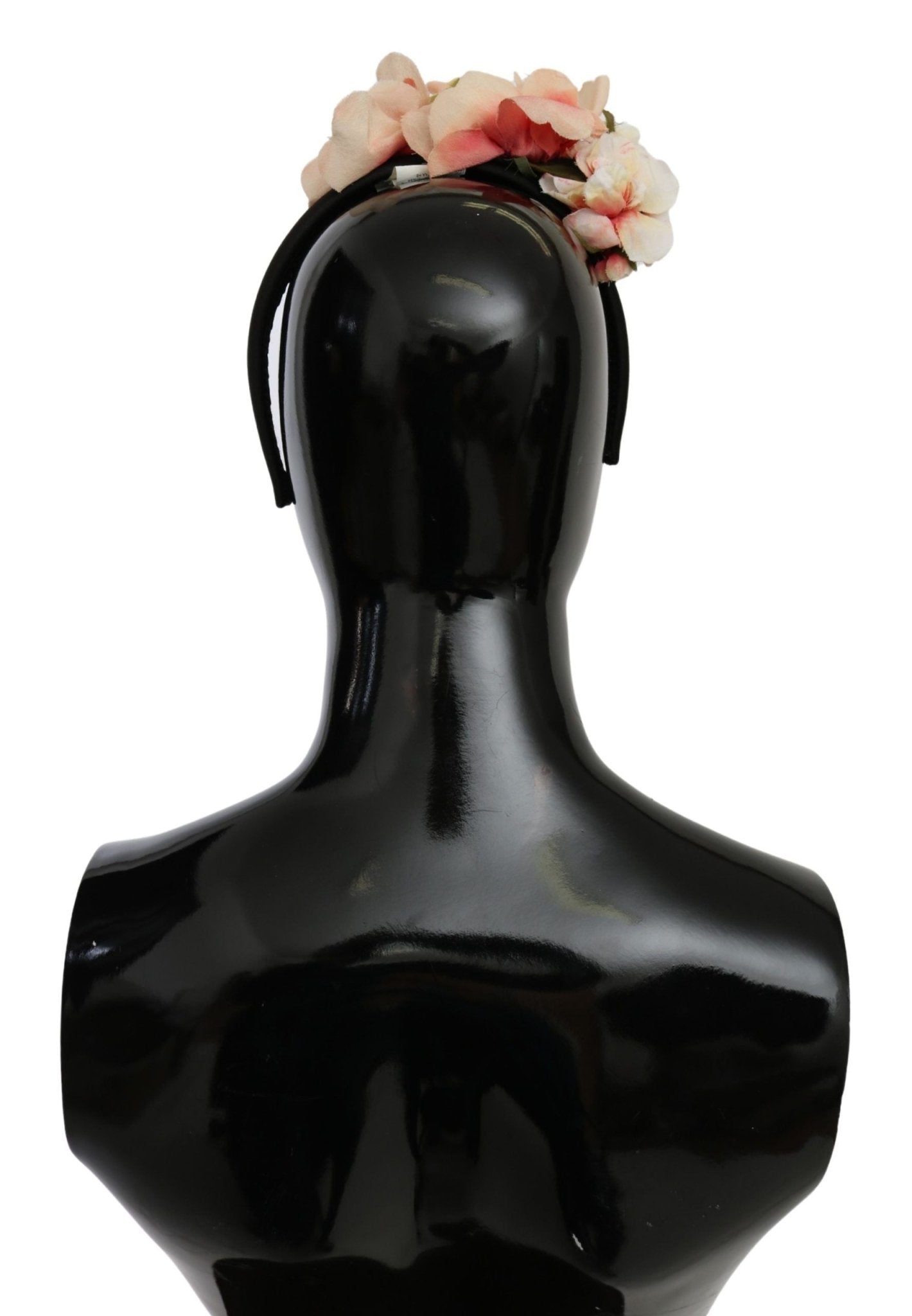 Dolce & Gabbana Pink Silk Black Floral Headband Logo Diadem - Dani Dyers