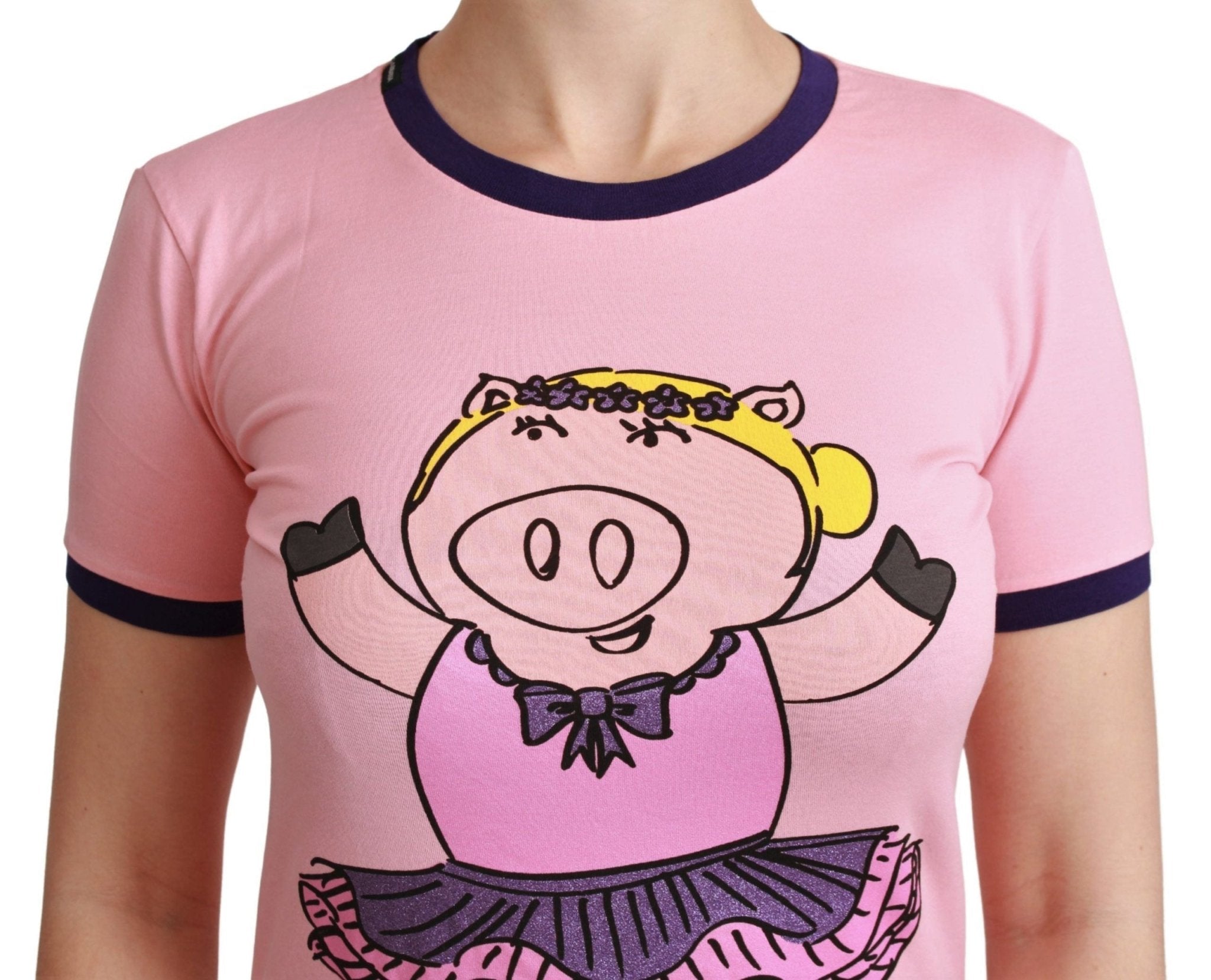 Dolce & Gabbana Pink YEAR OF THE PIG Top Cotton T-shirt - Dani Dyers