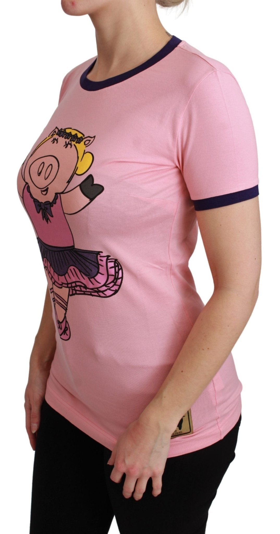 Dolce & Gabbana Pink YEAR OF THE PIG Top Cotton T-shirt - Dani Dyers