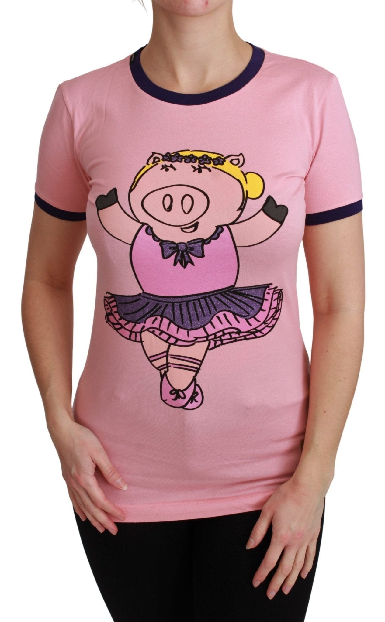 Dolce & Gabbana Pink YEAR OF THE PIG Top Cotton T-shirt - Dani Dyers