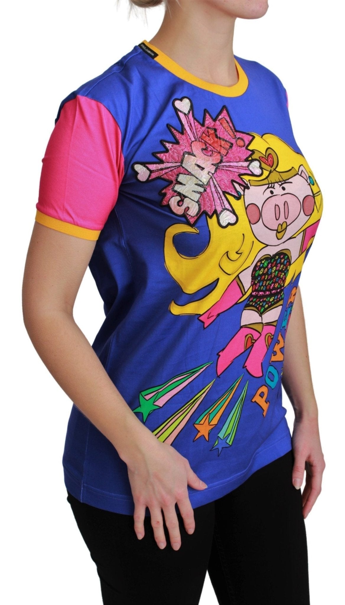 Dolce & Gabbana Purple PIG SUPERGIRL Top Cotton T-shirt - Dani Dyers