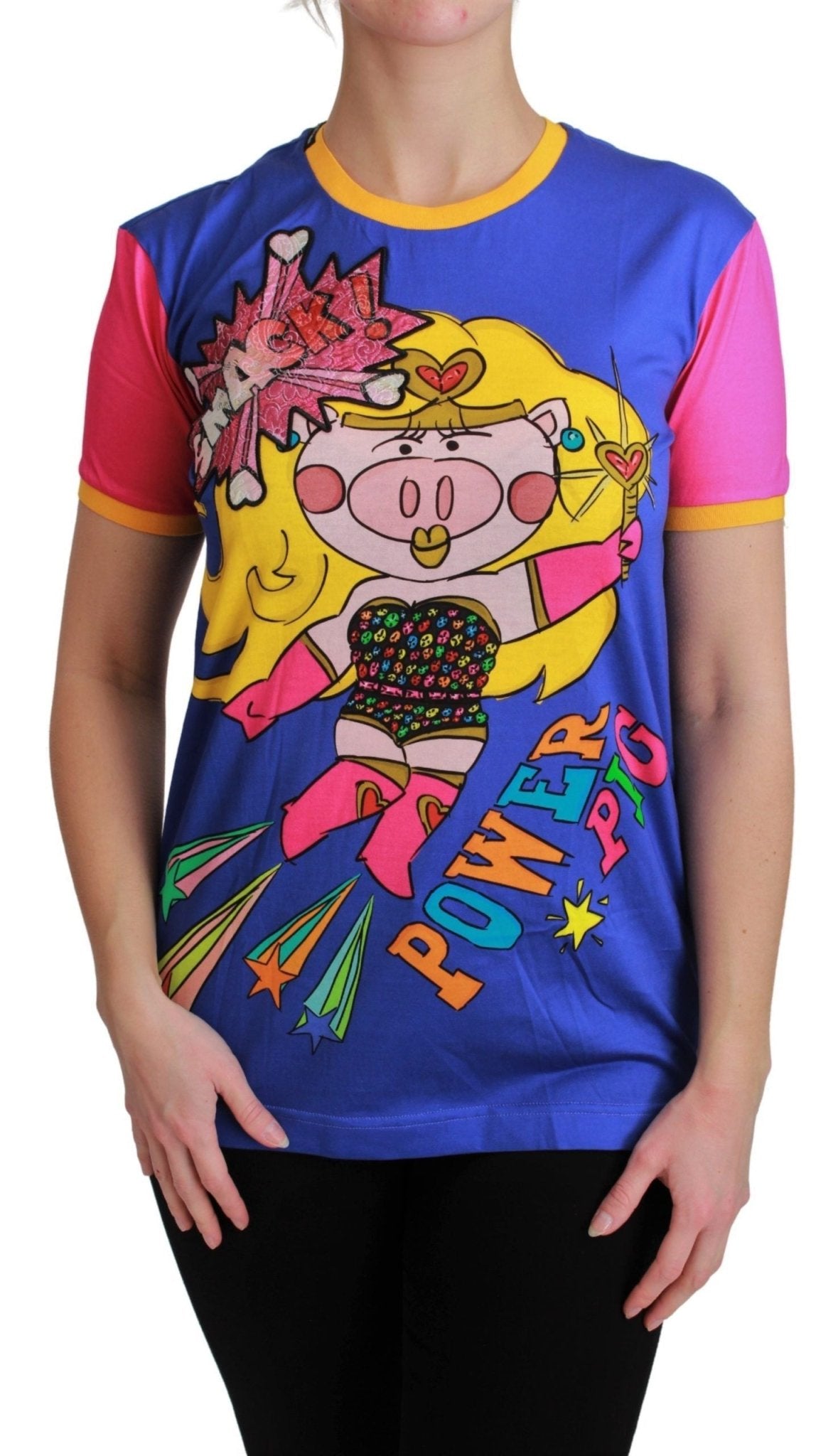 Dolce & Gabbana Purple PIG SUPERGIRL Top Cotton T-shirt - Dani Dyers