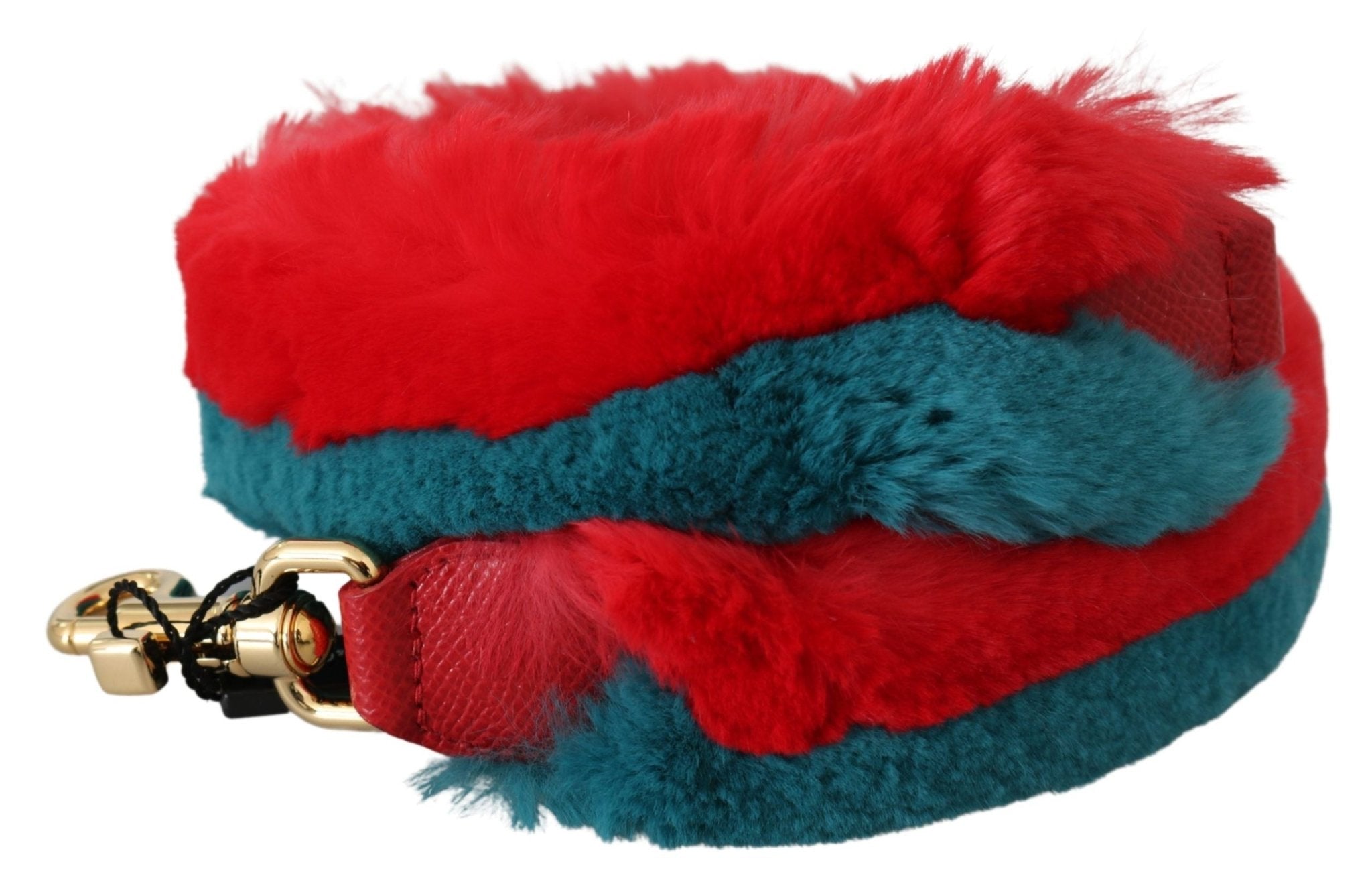 Dolce & Gabbana Red Blue Rabbit Fur Leather Shoulder Strap - Dani Dyers