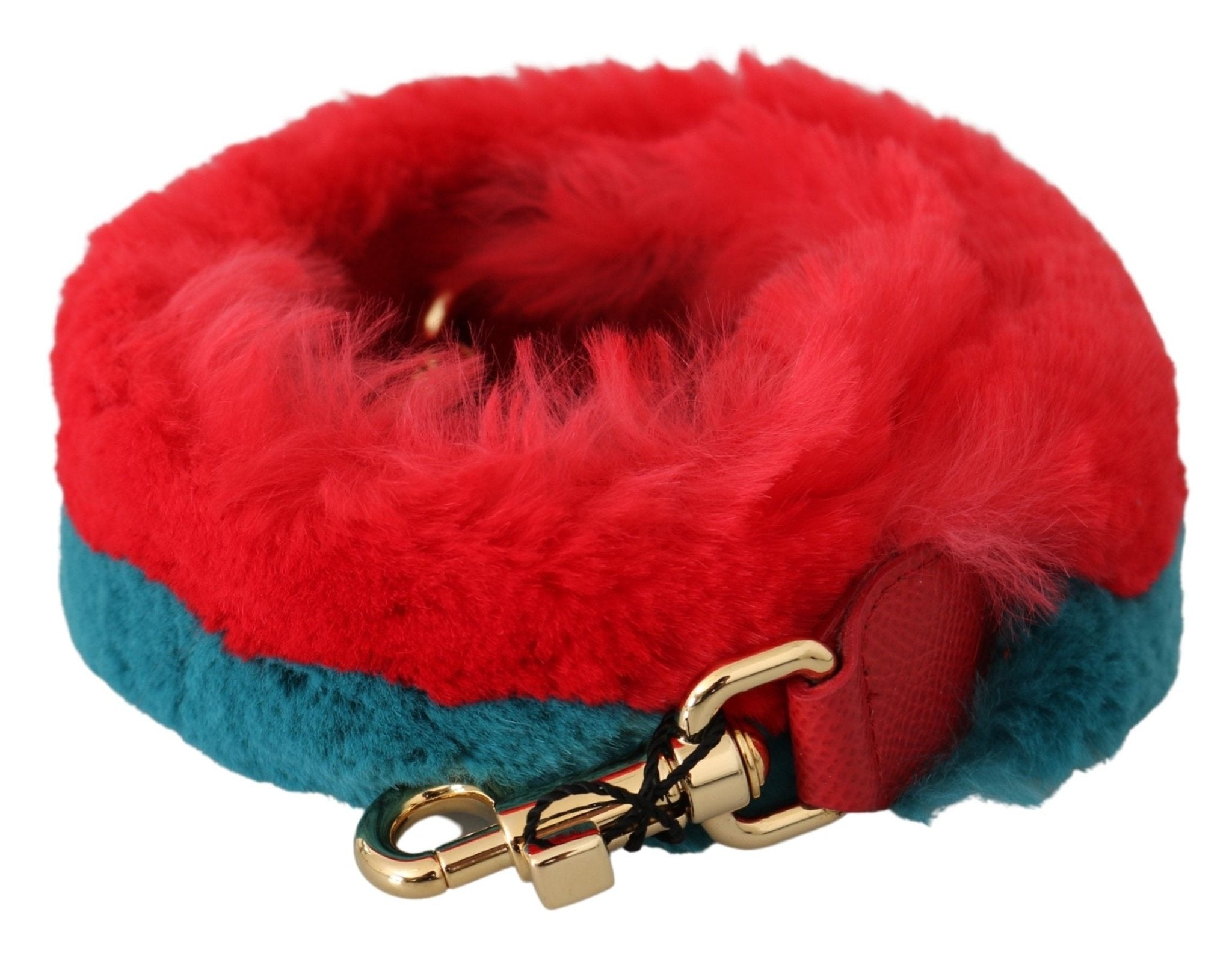 Dolce & Gabbana Red Blue Rabbit Fur Leather Shoulder Strap - Dani Dyers
