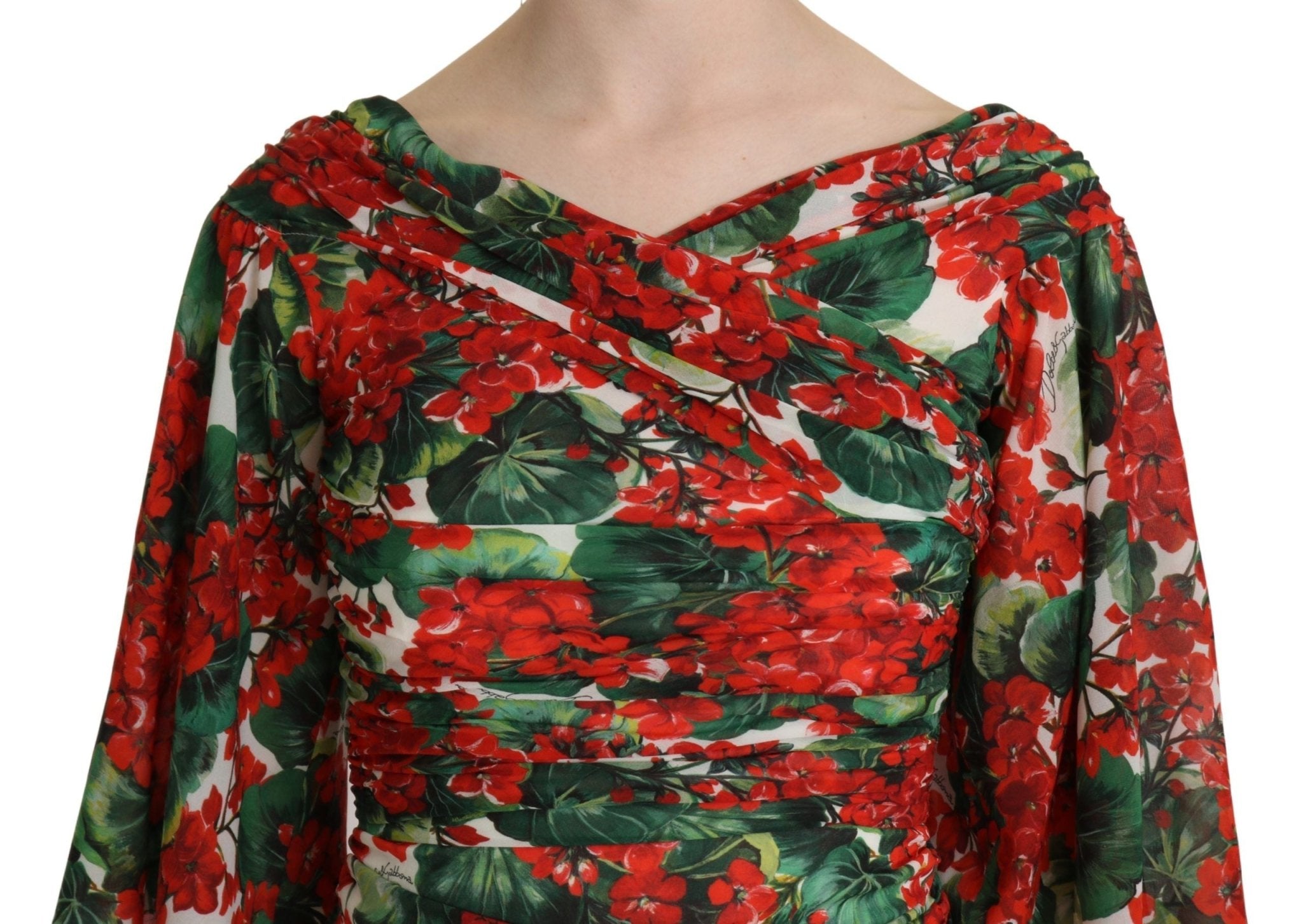 Dolce & Gabbana Red Floral Sheath Midi Silk Stretch Dress - Dani Dyers