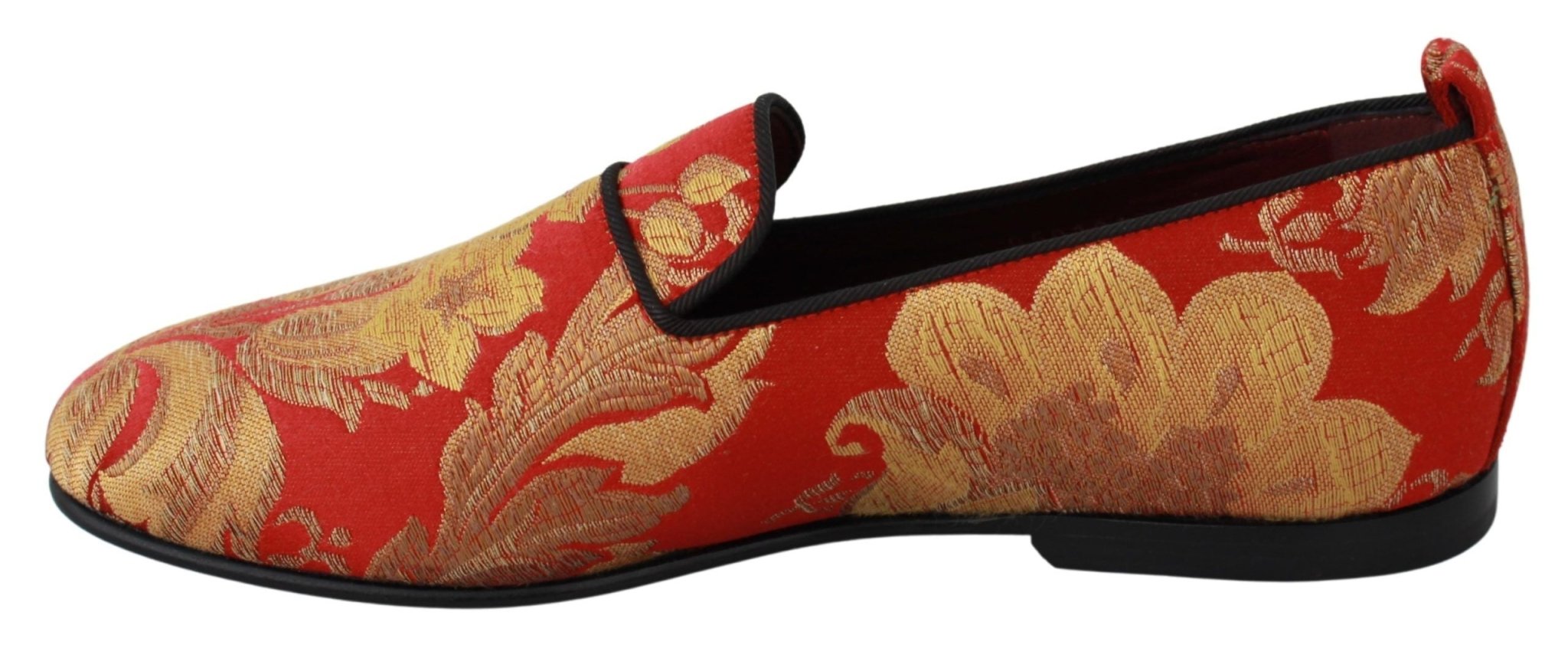 Dolce & Gabbana Red Gold Brocade Slippers Loafers Shoes - Dani Dyers