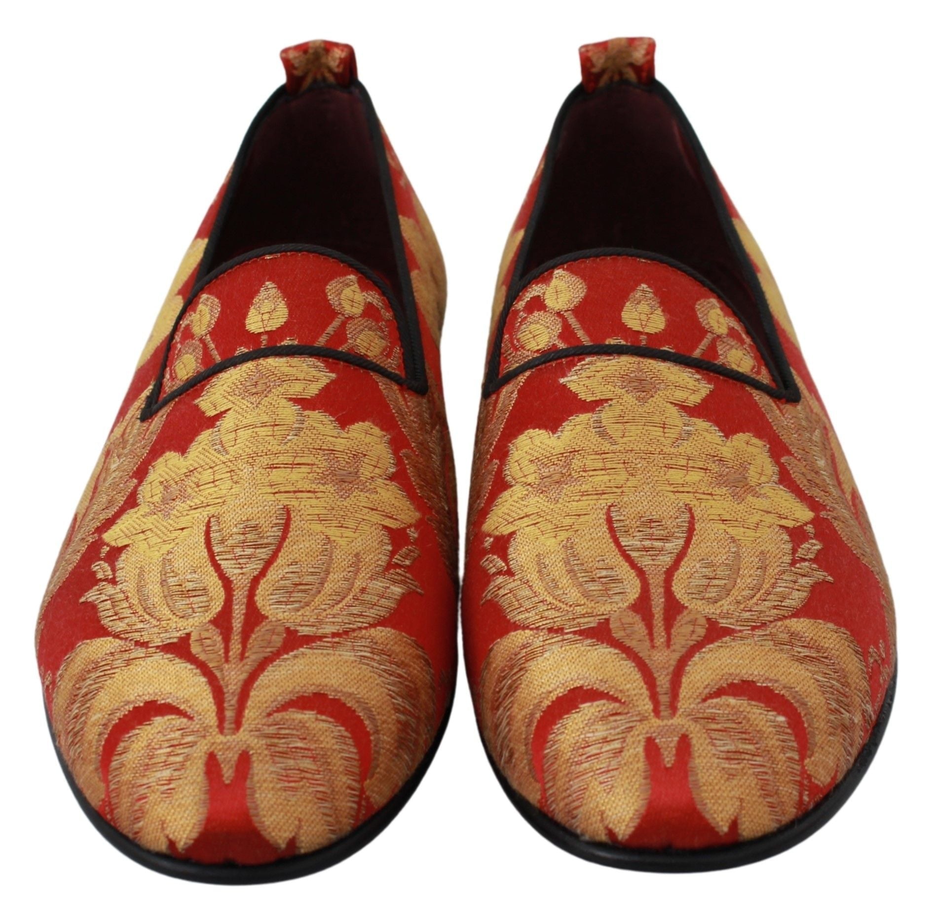 Dolce & Gabbana Red Gold Brocade Slippers Loafers Shoes - Dani Dyers