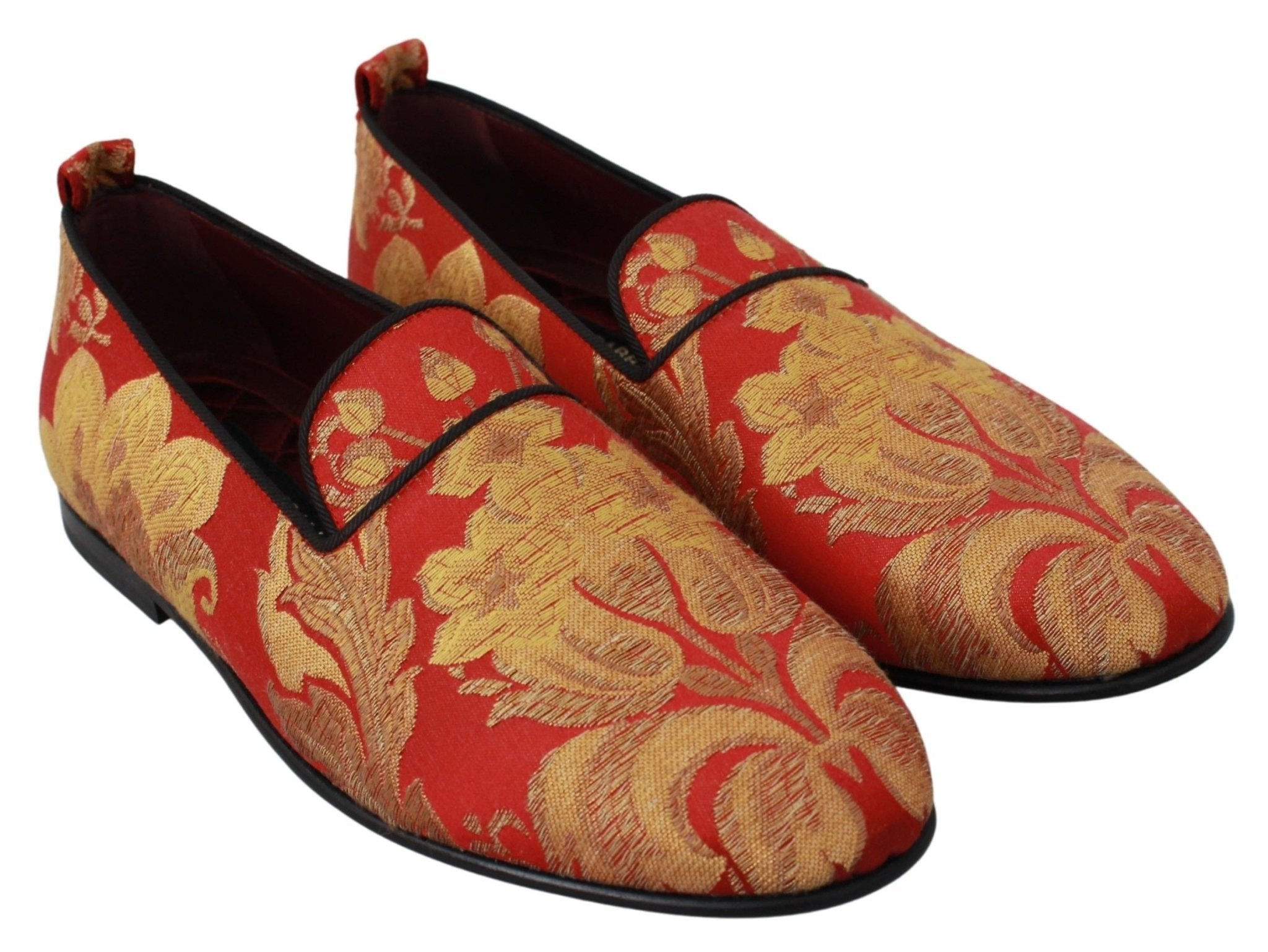 Dolce & Gabbana Red Gold Brocade Slippers Loafers Shoes - Dani Dyers