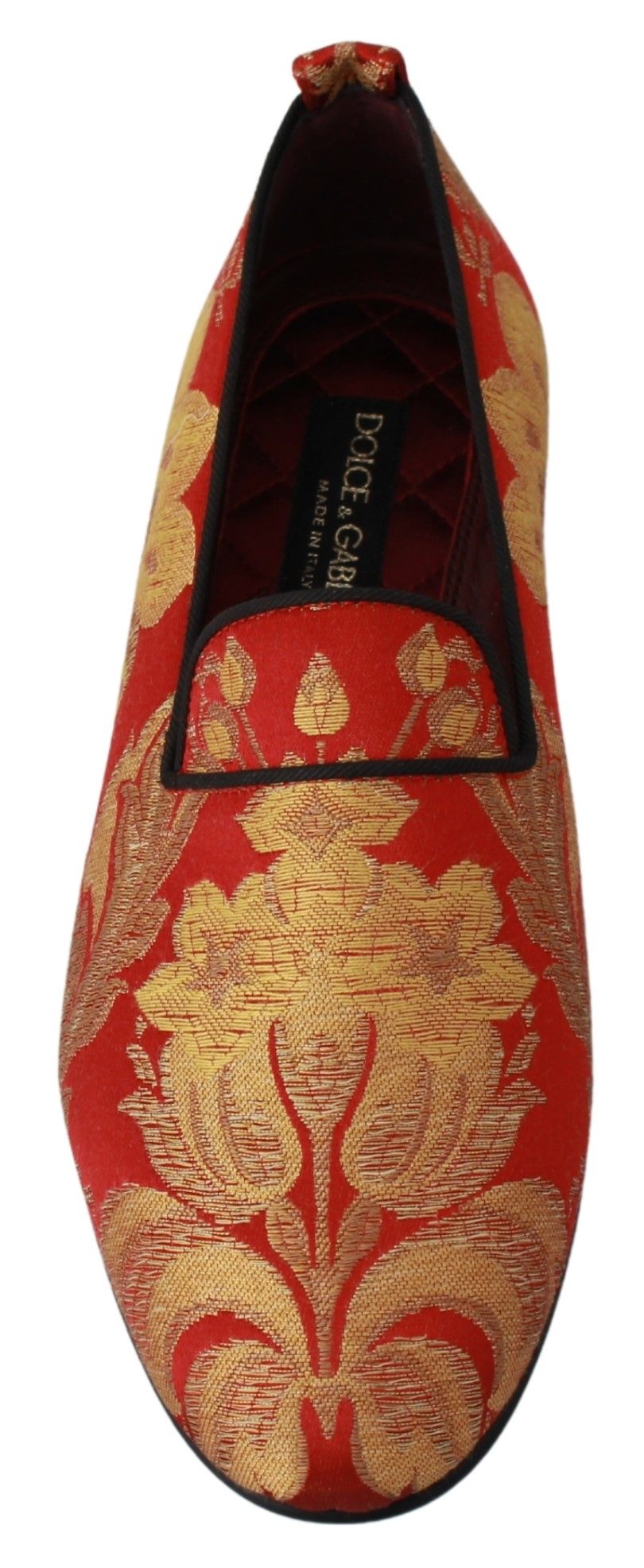 Dolce & Gabbana Red Gold Brocade Slippers Loafers Shoes - Dani Dyers