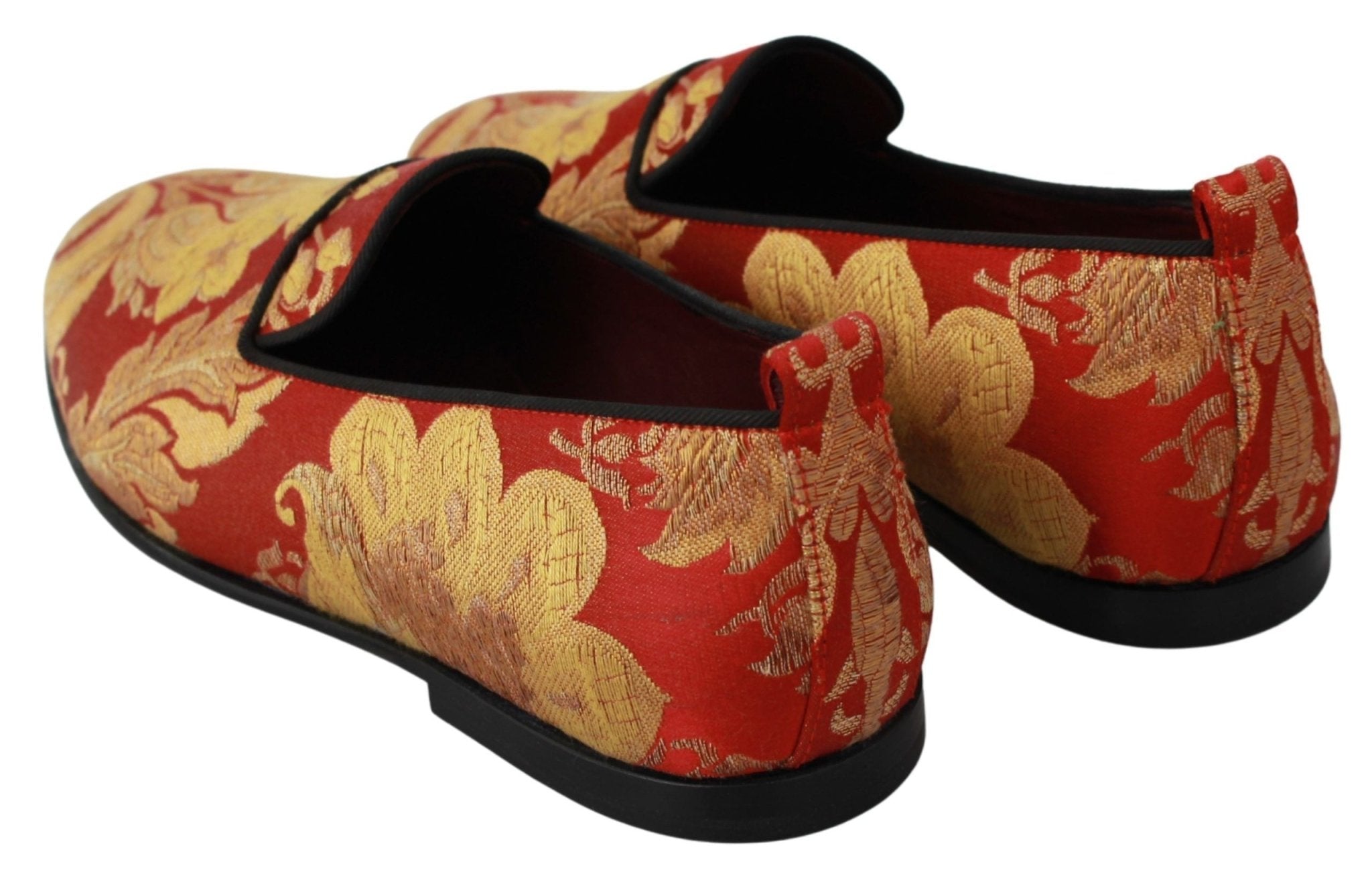 Dolce & Gabbana Red Gold Brocade Slippers Loafers Shoes - Dani Dyers