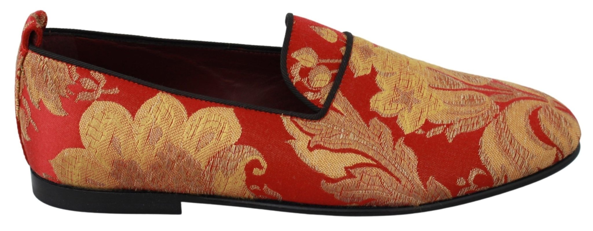 Dolce & Gabbana Red Gold Brocade Slippers Loafers Shoes - Dani Dyers