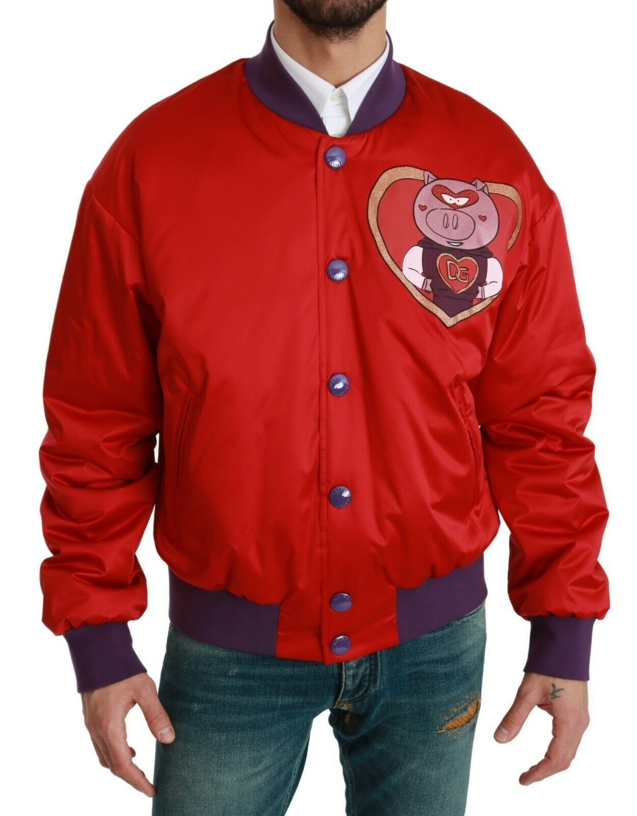 Dolce & Gabbana Red YEAR OF THE PIG Bomber Jacket - Dani Dyers