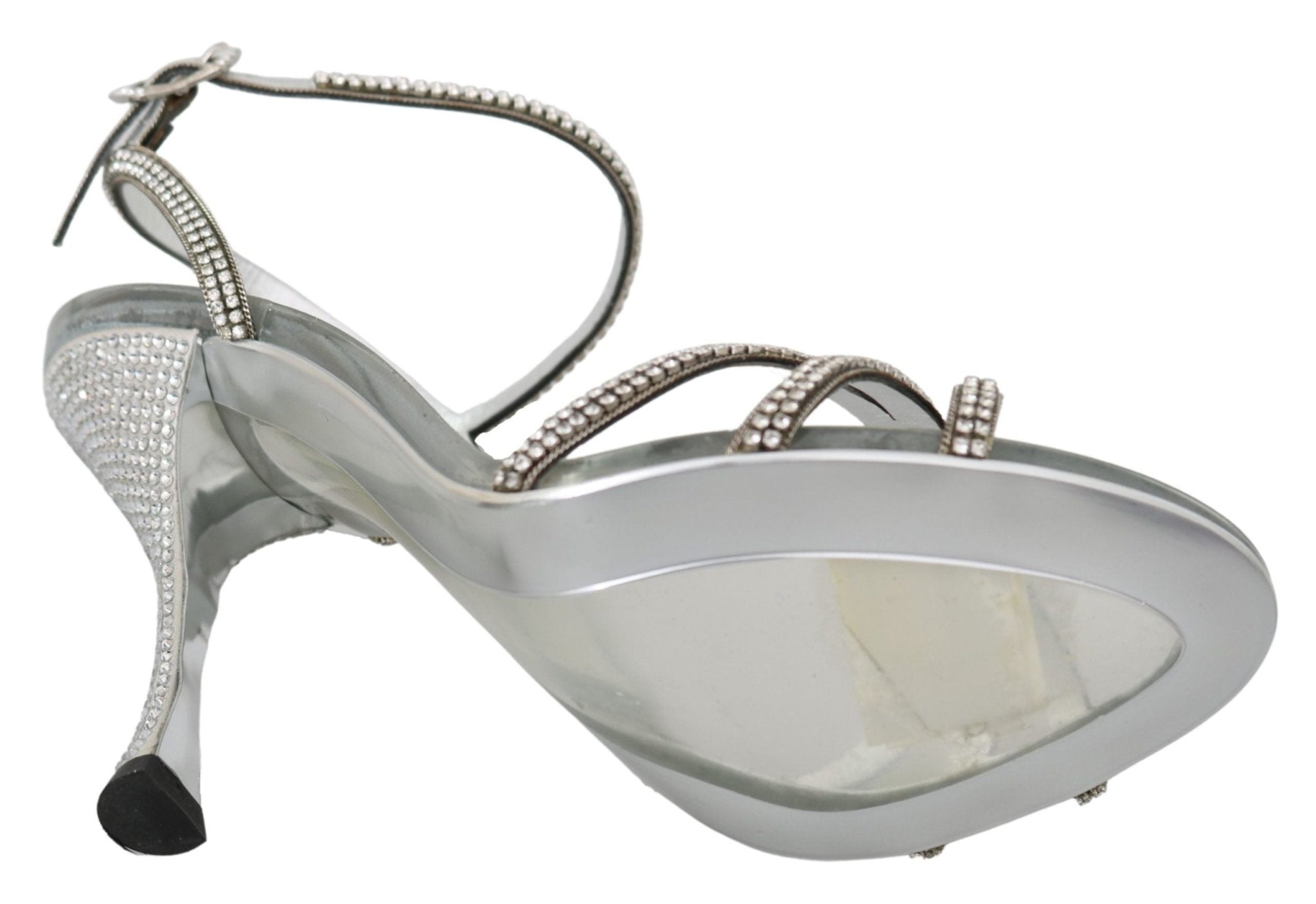 Dolce & Gabbana Silver Crystal Ankle Strap Sandals Shoes - Dani Dyers