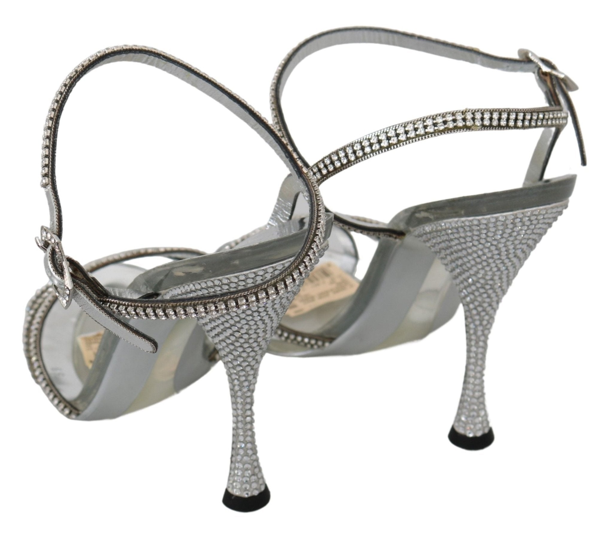 Dolce & Gabbana Silver Crystal Ankle Strap Sandals Shoes - Dani Dyers