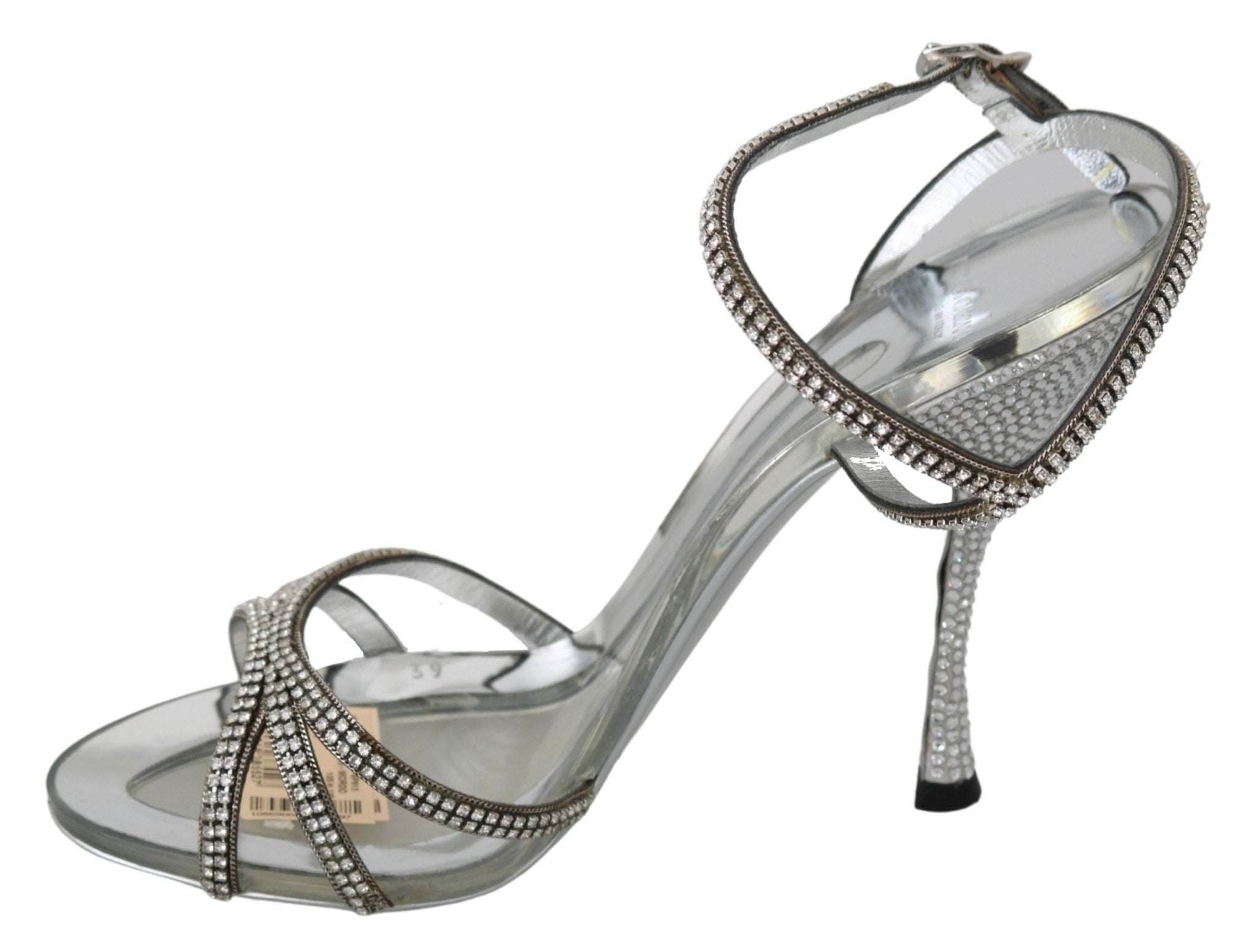 Dolce & Gabbana Silver Crystal Ankle Strap Sandals Shoes - Dani Dyers