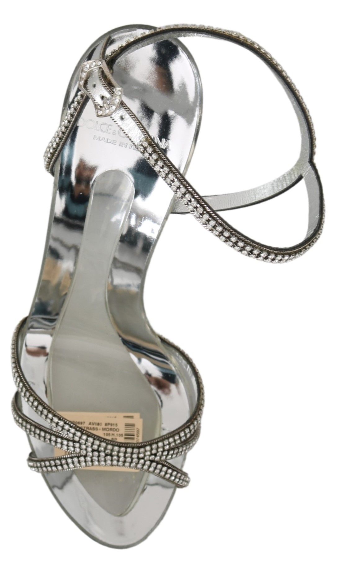 Dolce & Gabbana Silver Crystal Ankle Strap Sandals Shoes - Dani Dyers
