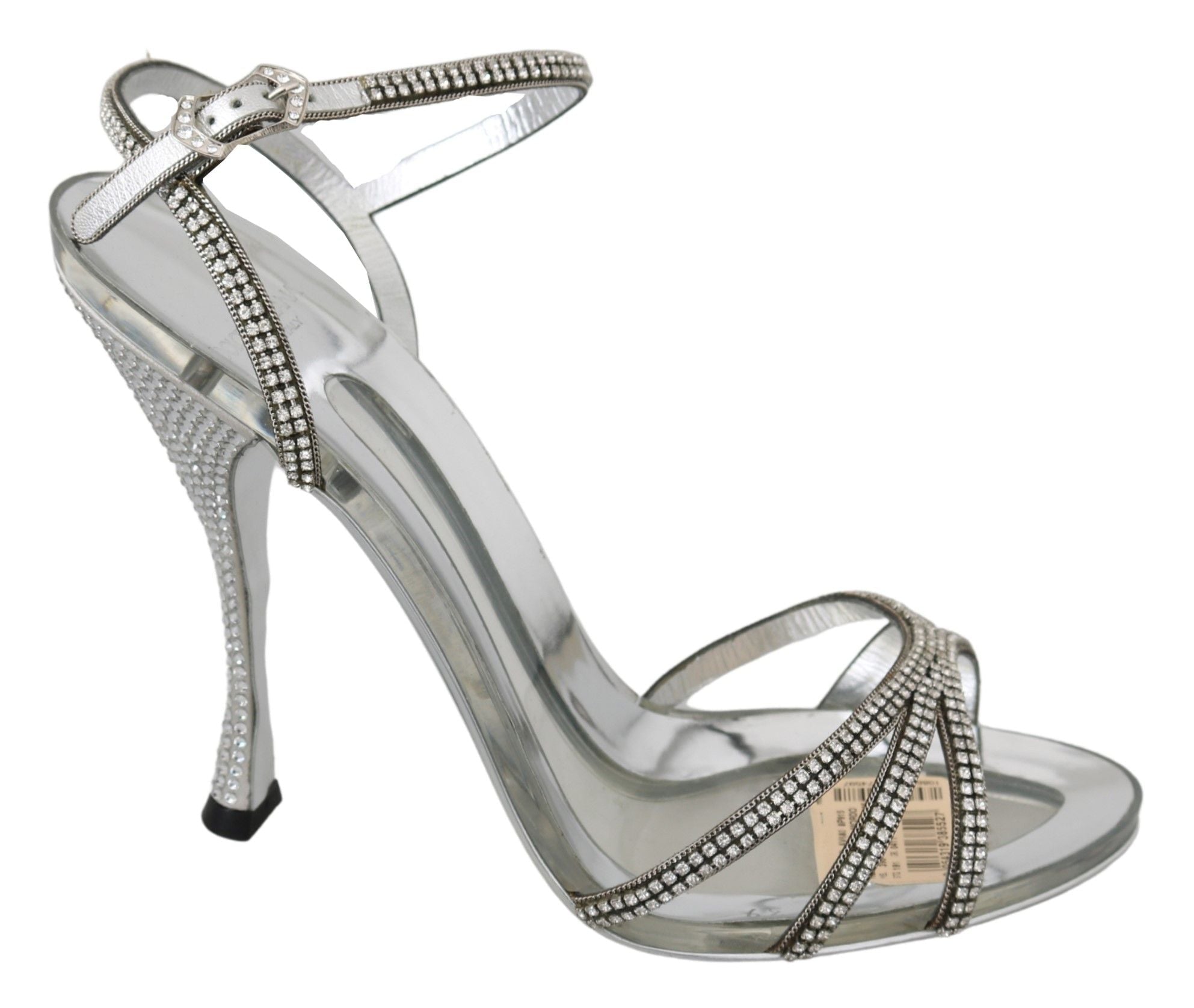 Dolce & Gabbana Silver Crystal Ankle Strap Sandals Shoes - Dani Dyers