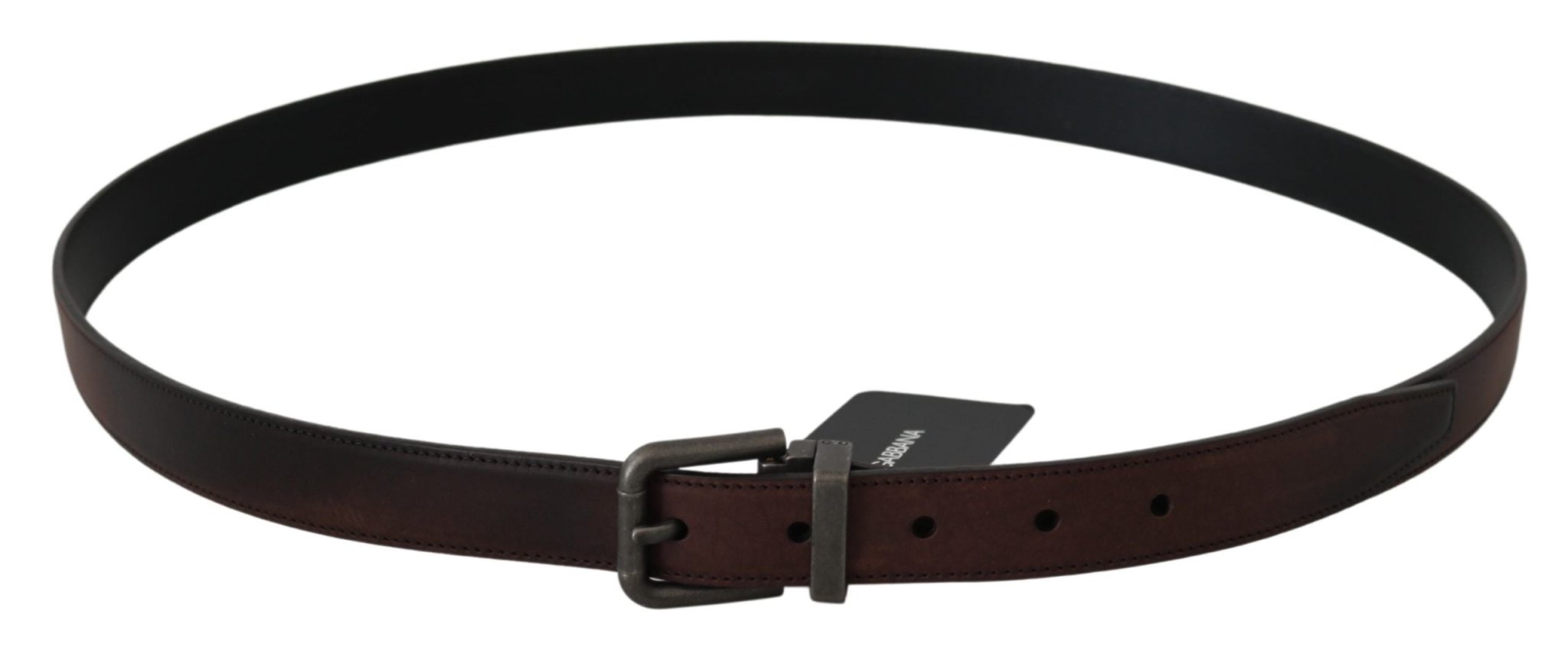 Dolce & Gabbana Solid Brown Leather Gray Buckle Belt - Dani Dyers