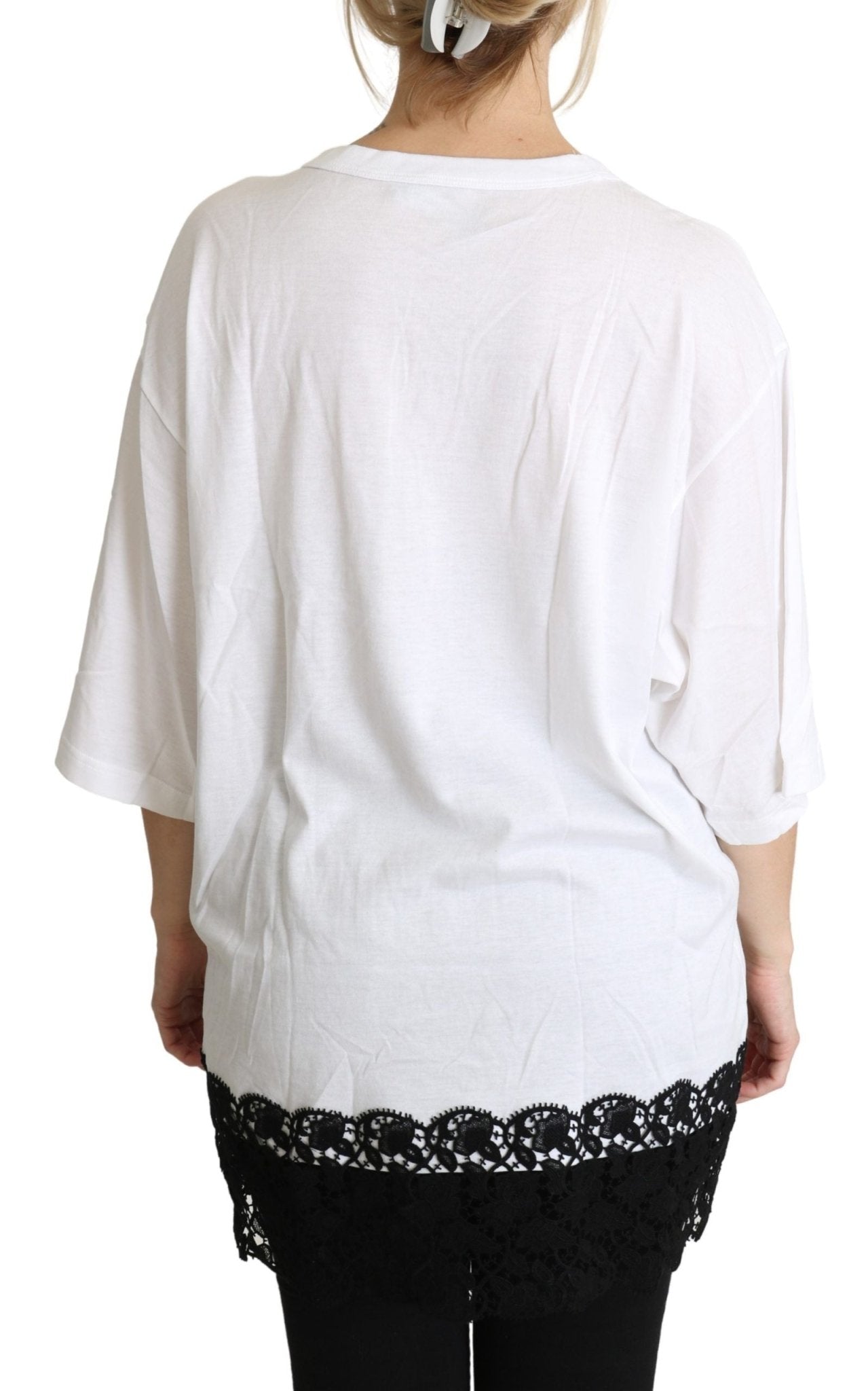 Dolce & Gabbana White Angel Print Cotton Round Neck Shirt Tops - Dani Dyers