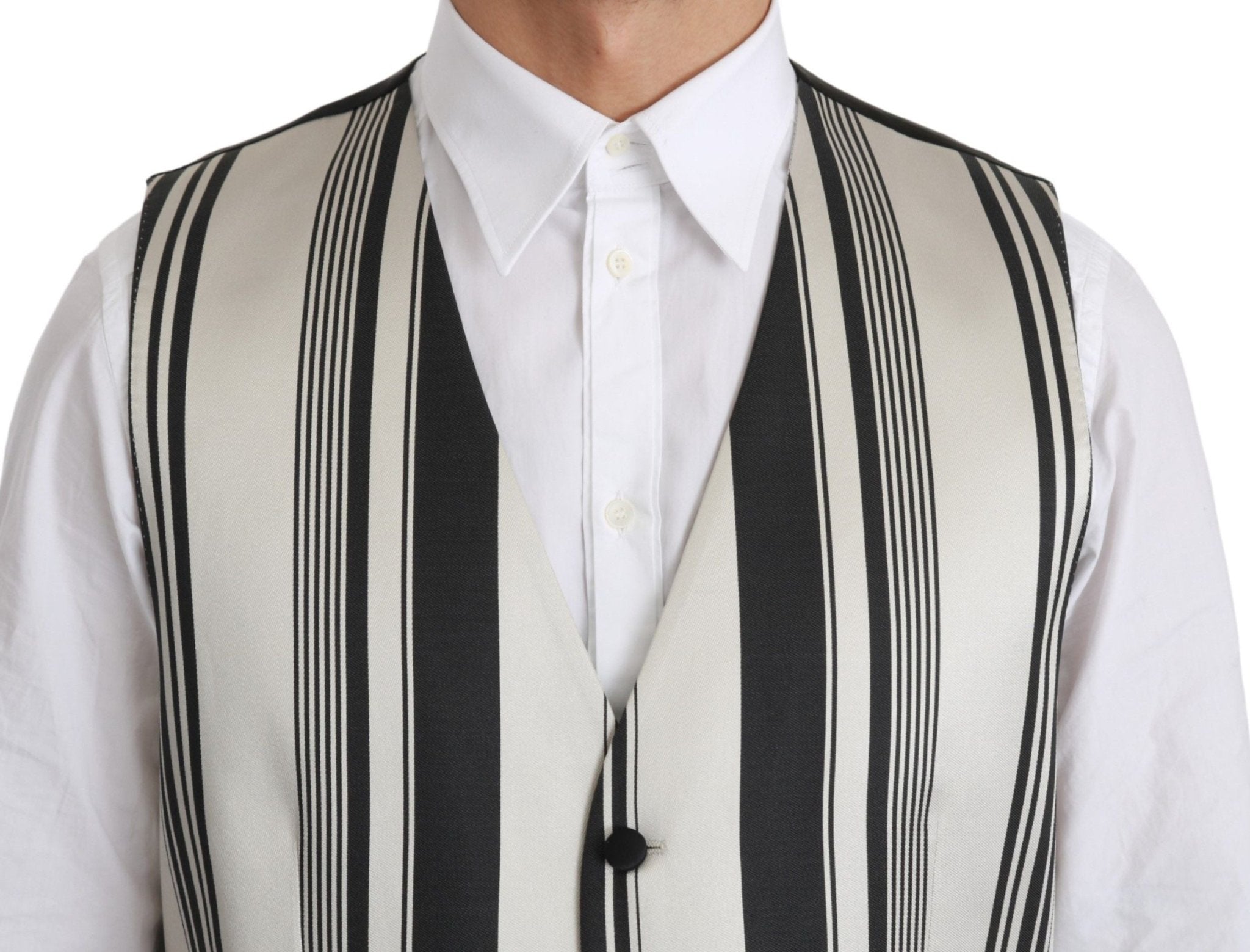 Dolce & Gabbana White Black Stripes Waistcoat Formal Vest - Dani Dyers