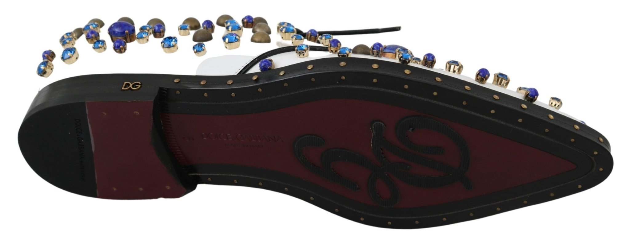 Dolce & Gabbana White Leather Crystals Dress Broque Shoes - Dani Dyers