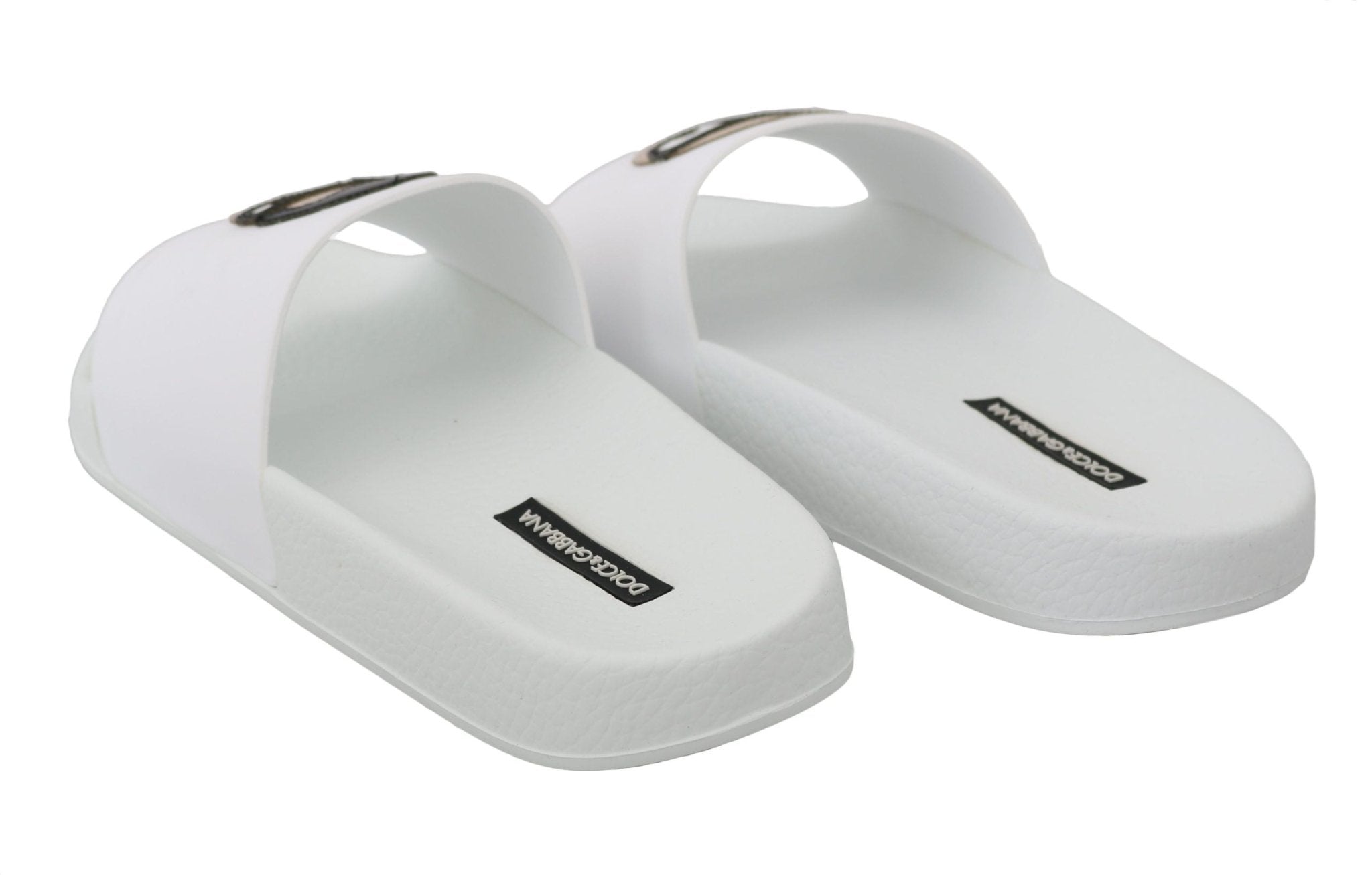 Dolce & Gabbana White Leather dgfamily Slides Shoes Sandals - Dani Dyers