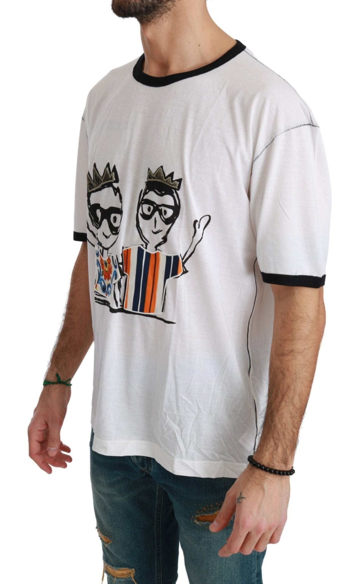 Dolce & Gabbana White Men Print dgfamily Cotton T-shirt - Dani Dyers