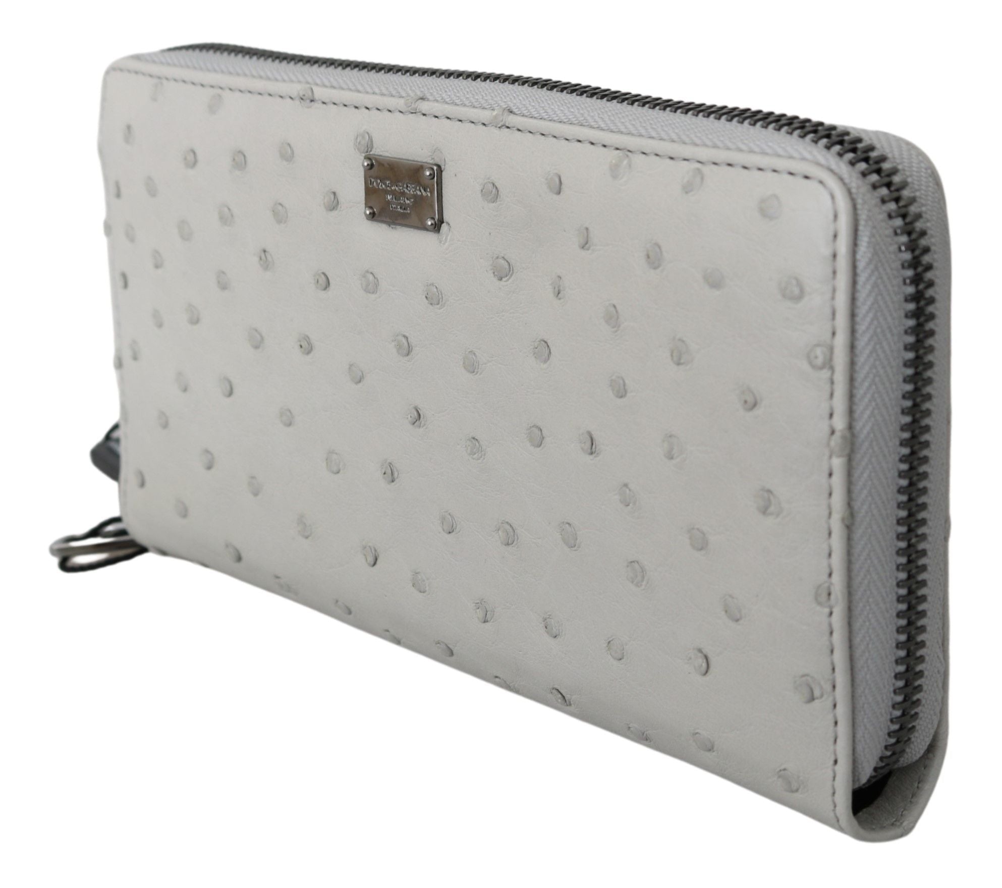 Dolce & Gabbana White Ostrich Leather Continental Mens Clutch Wallet - Dani Dyers