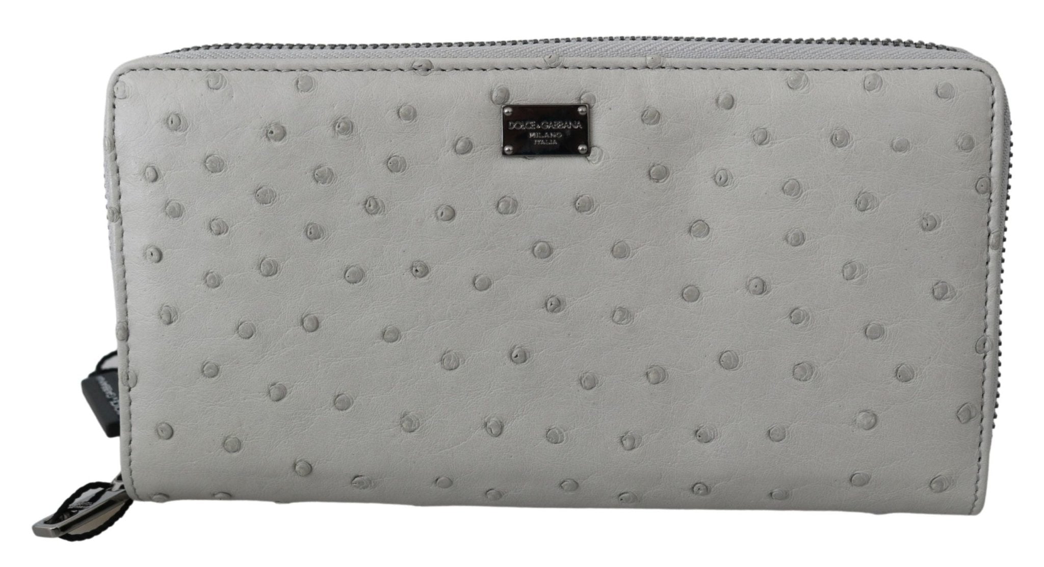 Dolce & Gabbana White Ostrich Leather Continental Mens Clutch Wallet - Dani Dyers