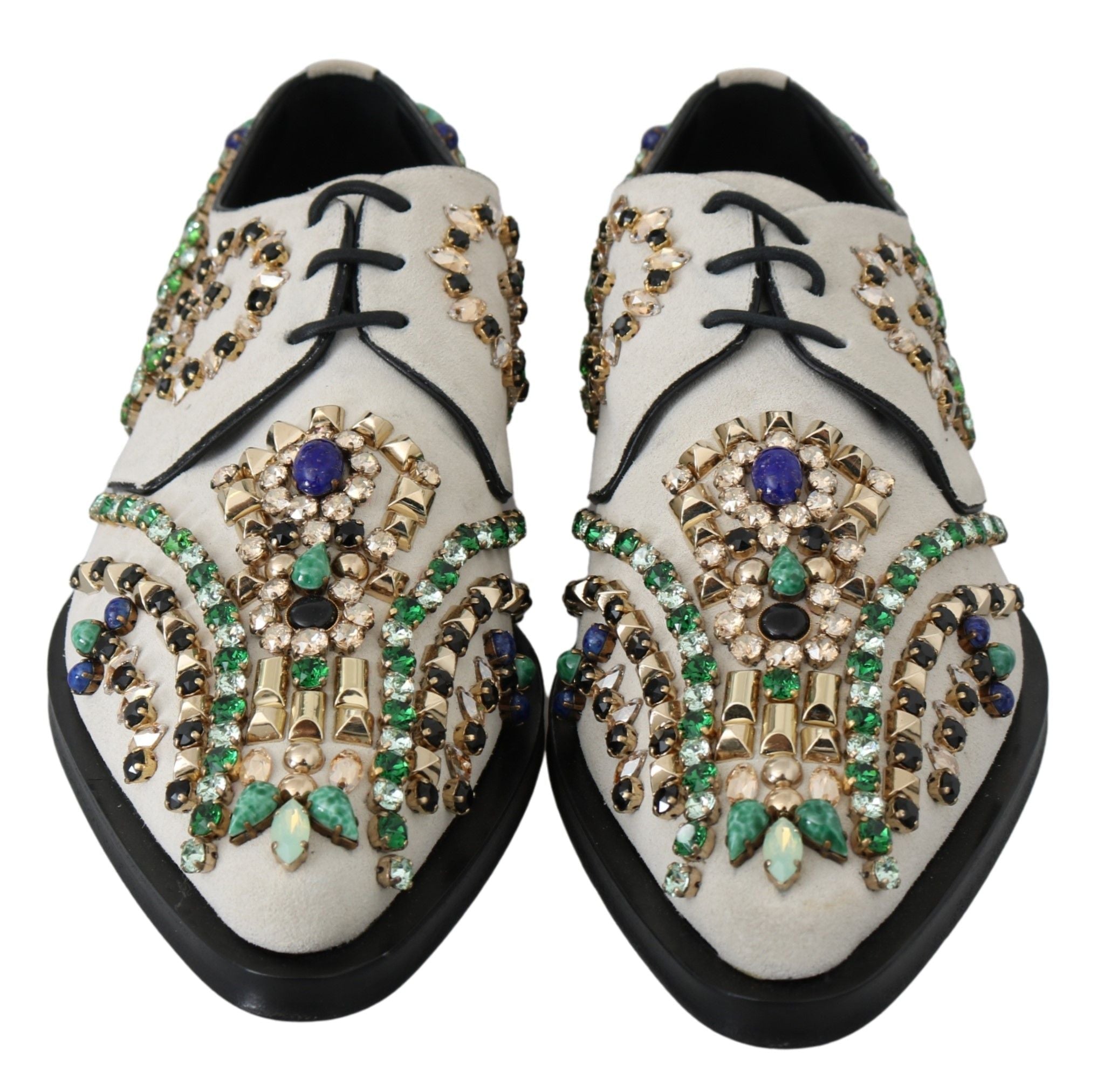 Dolce & Gabbana White Suede Crystal Dress Broque Shoes - Dani Dyers