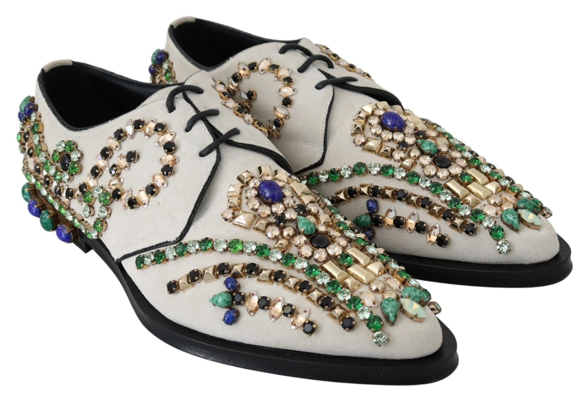 Dolce & Gabbana White Suede Crystal Dress Broque Shoes - Dani Dyers