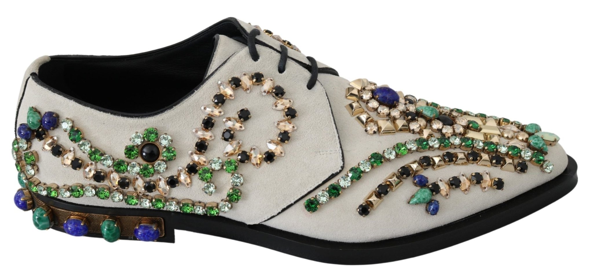 Dolce & Gabbana White Suede Crystal Dress Broque Shoes - Dani Dyers