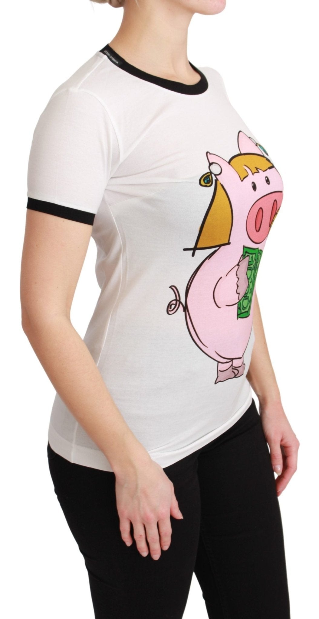 Dolce & Gabbana White YEAR OF THE PIG Top Cotton T-shirt - Dani Dyers