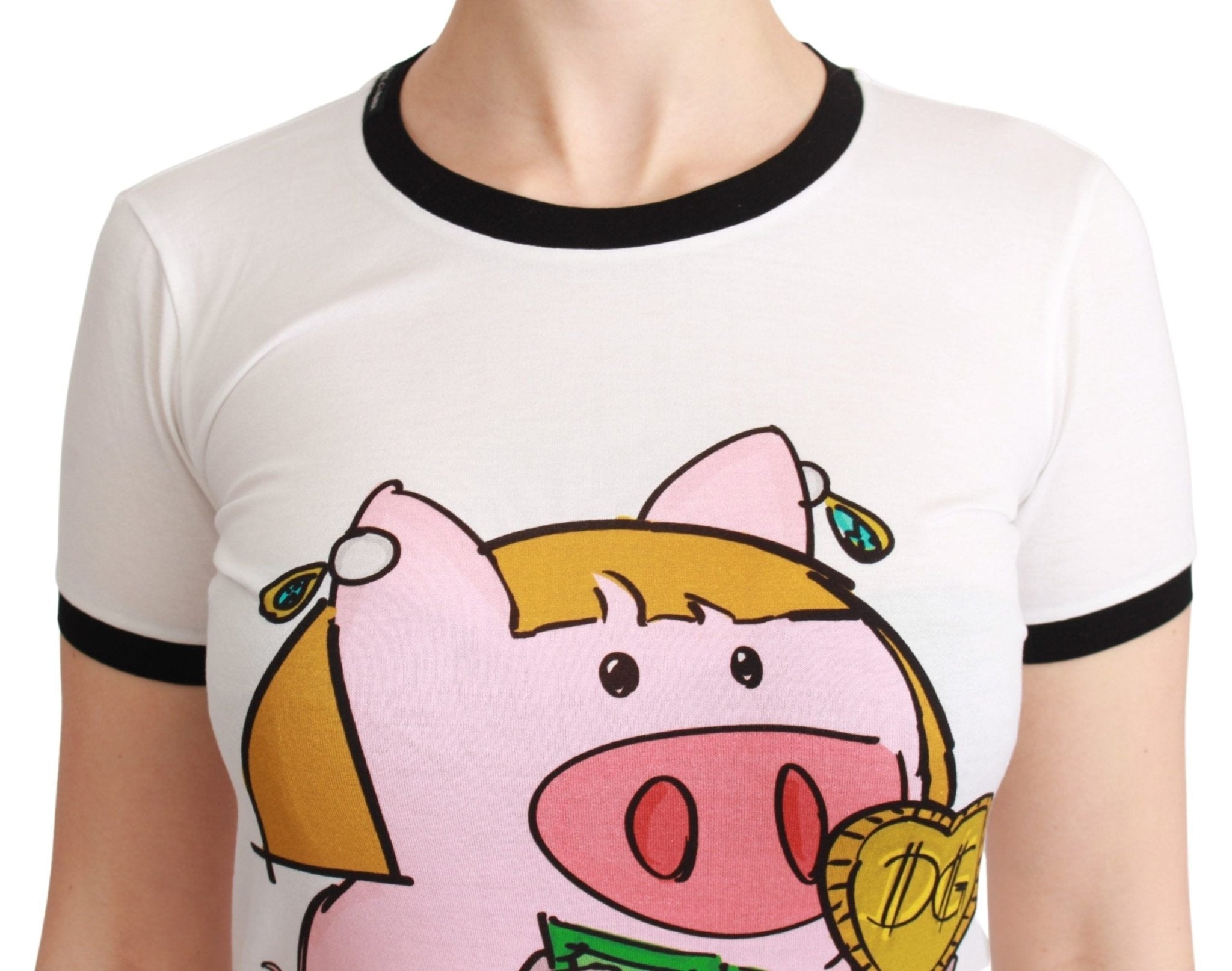 Dolce & Gabbana White YEAR OF THE PIG Top Cotton T-shirt - Dani Dyers