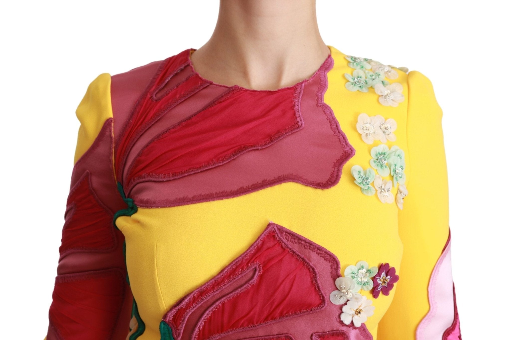 Dolce & Gabbana Yellow Floral Crystal Bodycon Sheath Dress - Dani Dyers