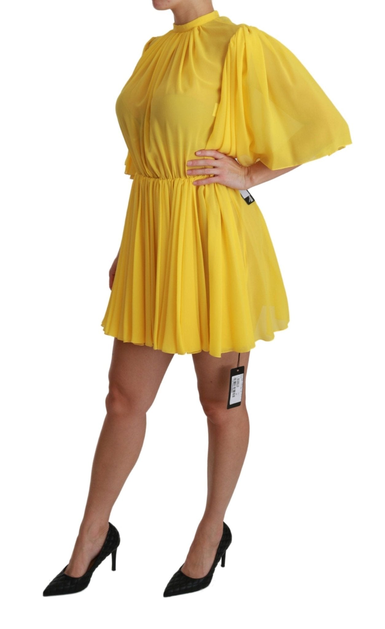 Dolce & Gabbana Yellow Pleated A - line Mini 100% Silk Dress - Dani Dyers