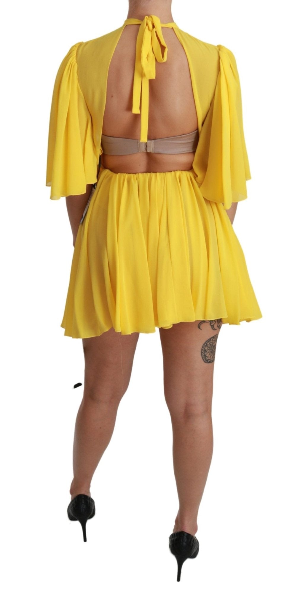 Dolce & Gabbana Yellow Pleated A - line Mini 100% Silk Dress - Dani Dyers