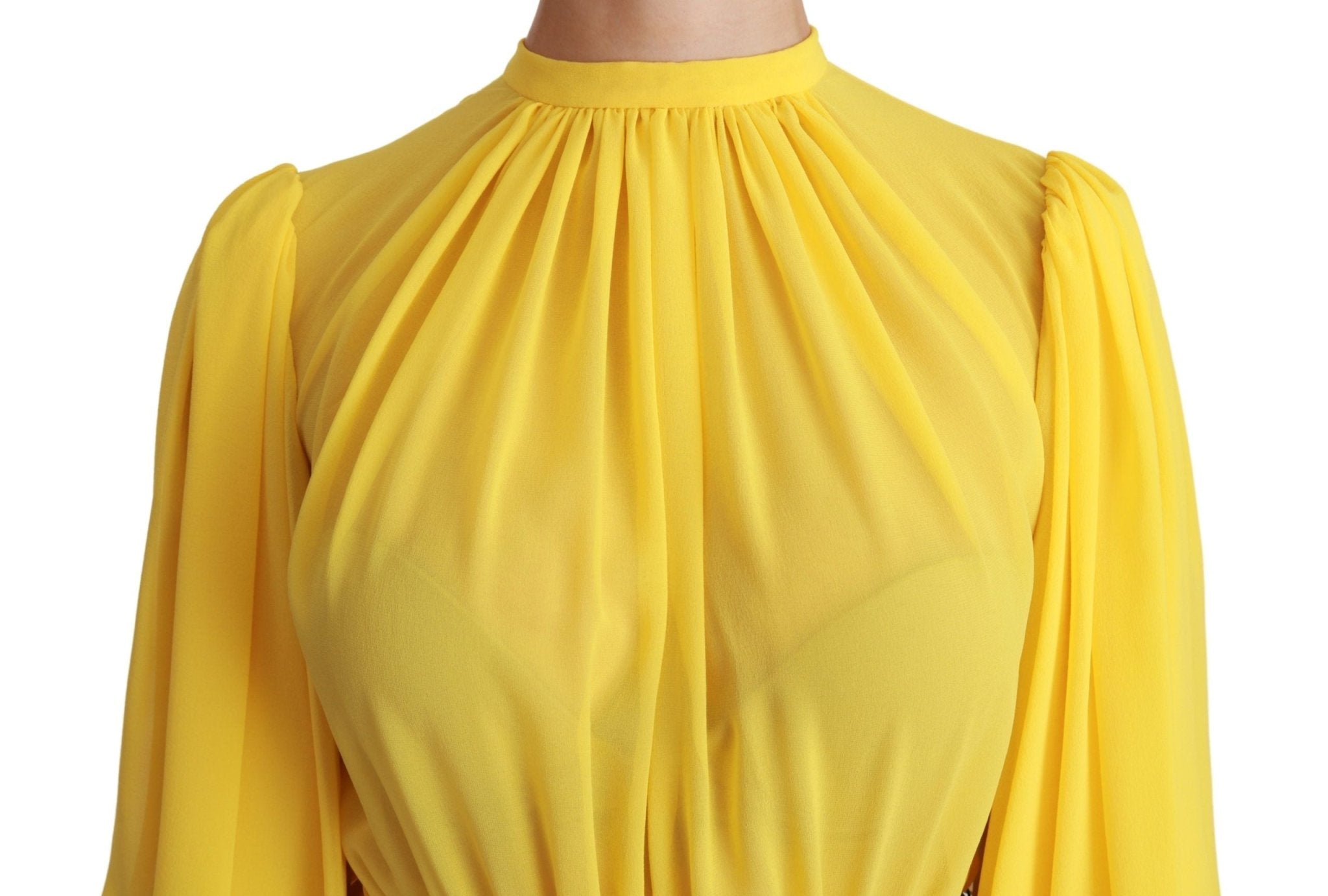 Dolce & Gabbana Yellow Pleated A - line Mini 100% Silk Dress - Dani Dyers