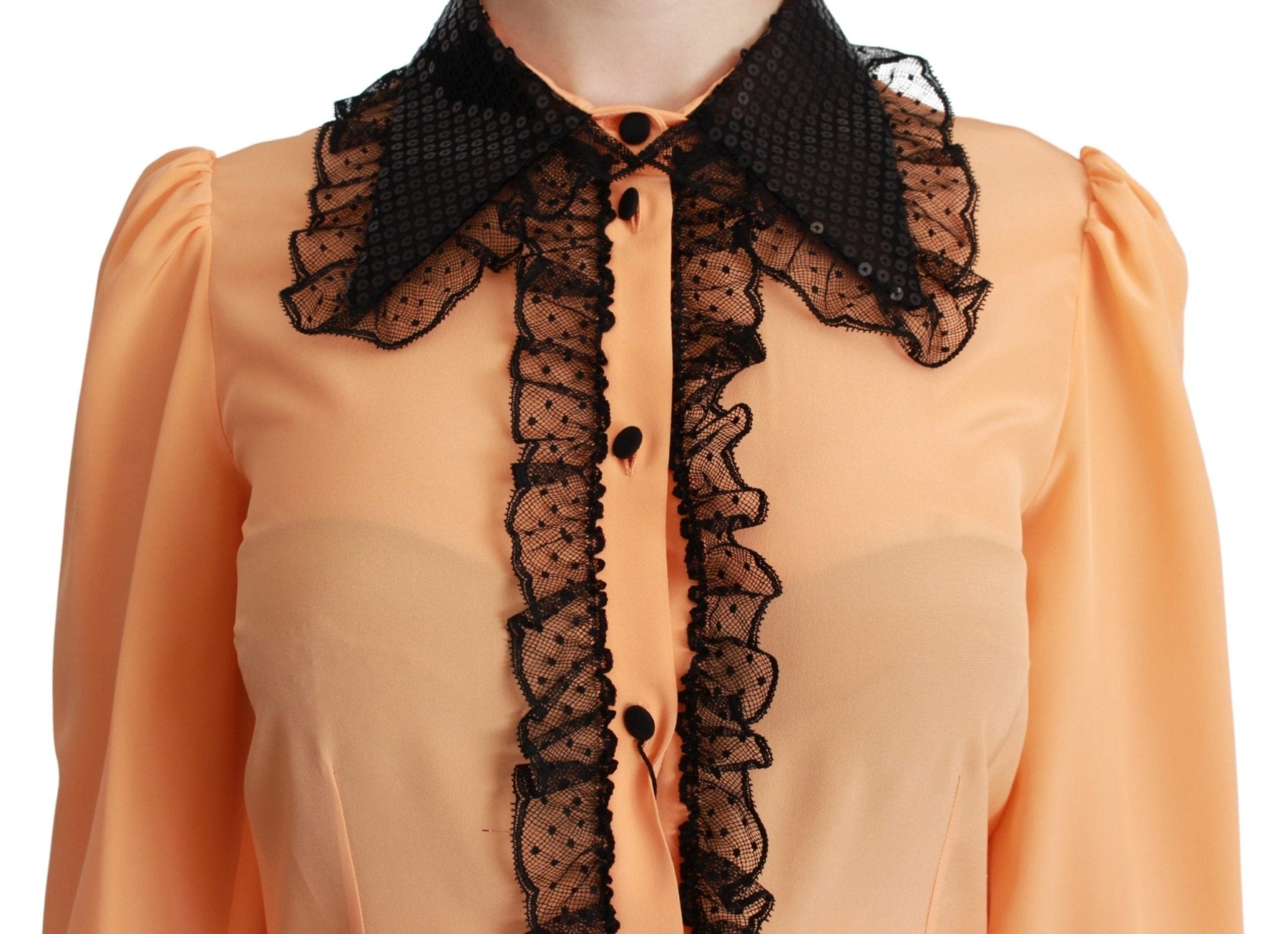 Dolce & Gabbana Yellow Silk Sequin Lace Blouse Shirt - Dani Dyers