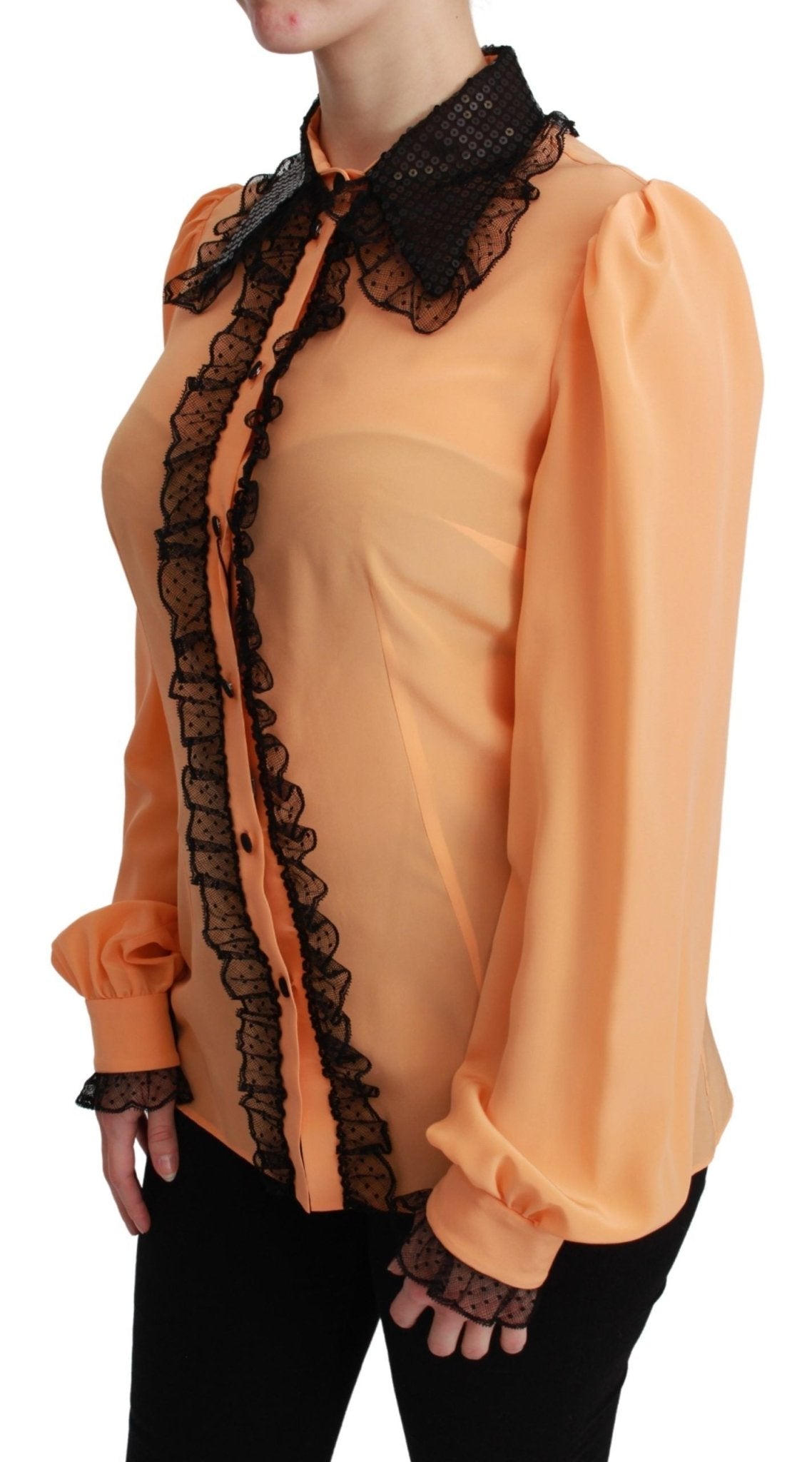 Dolce & Gabbana Yellow Silk Sequin Lace Blouse Shirt - Dani Dyers