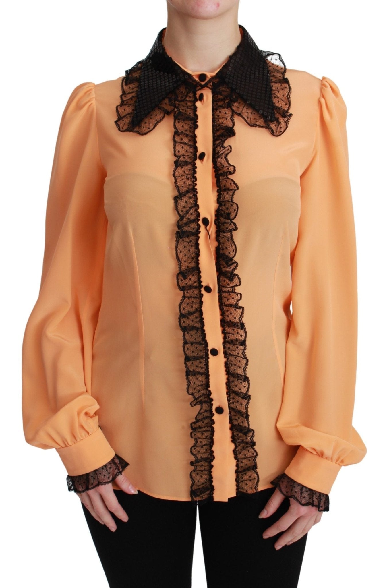 Dolce & Gabbana Yellow Silk Sequin Lace Blouse Shirt - Dani Dyers