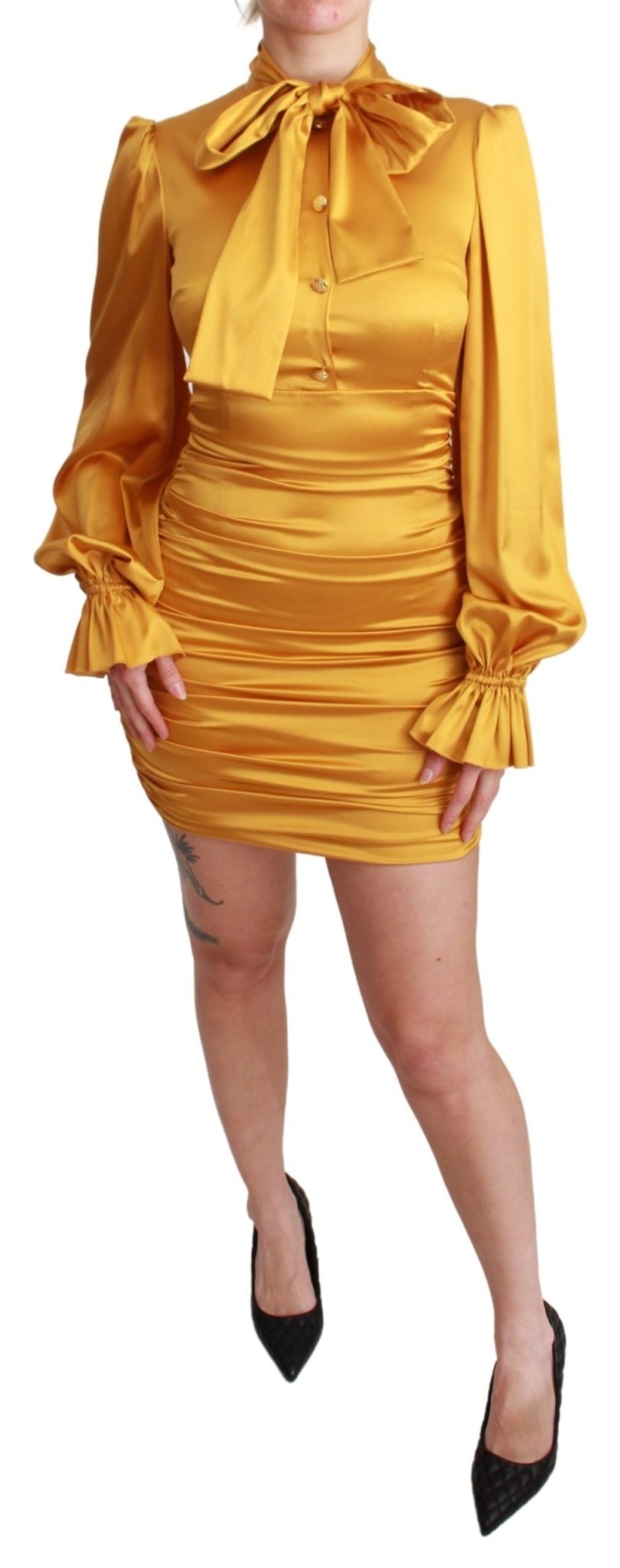 Dolce & Gabbana Yellow Silk Stretch Sheath Bodycon Mini Dress - Dani Dyers