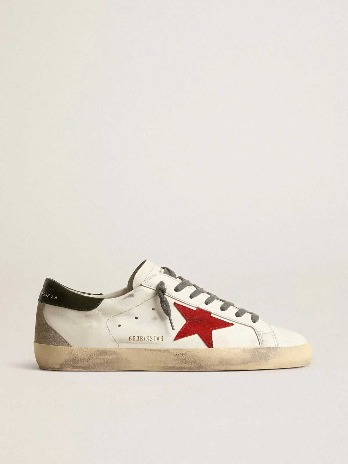 Golden Goose Golden Goose Men's Super - Star with red suede star and green leather heel tab - Dani Dyers