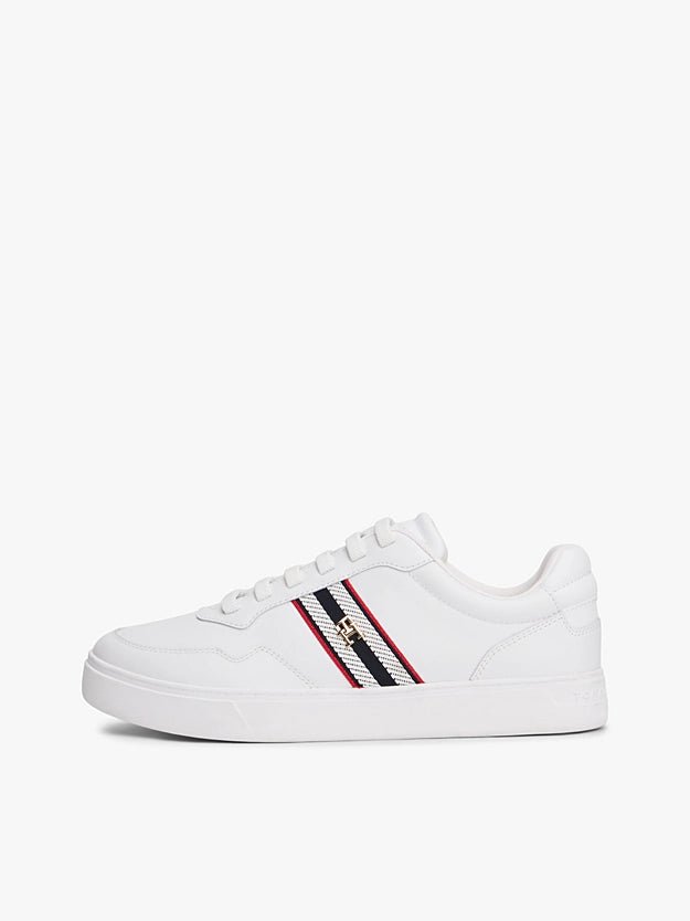 Tommy Hilfiger Women's Webbing Stripe Leather Cupsole Trainers - Dani Dyers